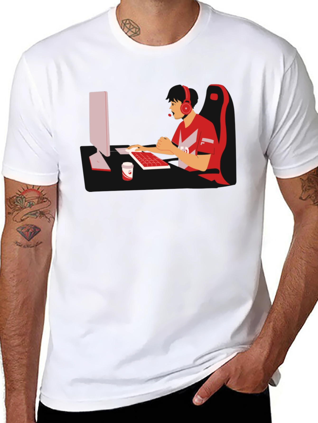 Black Gamer Graphic T-Shirt - Black Cotton Blend view 8