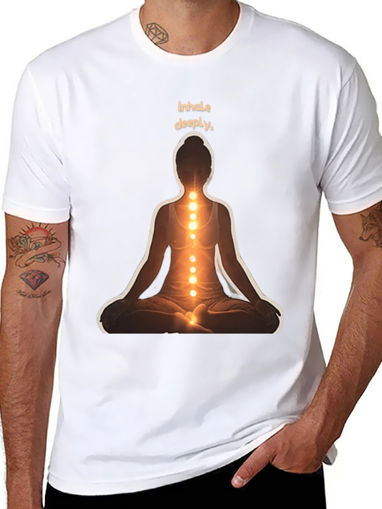 Black Inhale Deeply Meditation T-Shirt view 8