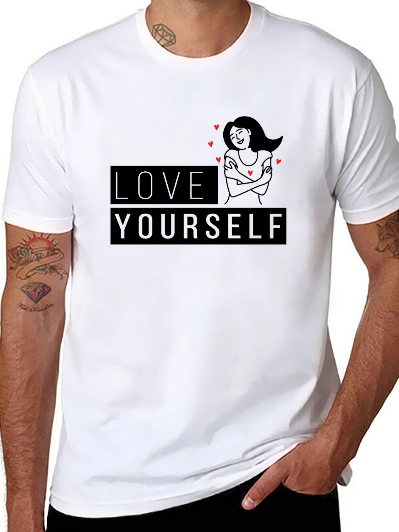 Black Love Yourself Graphic Tee - Black view 8