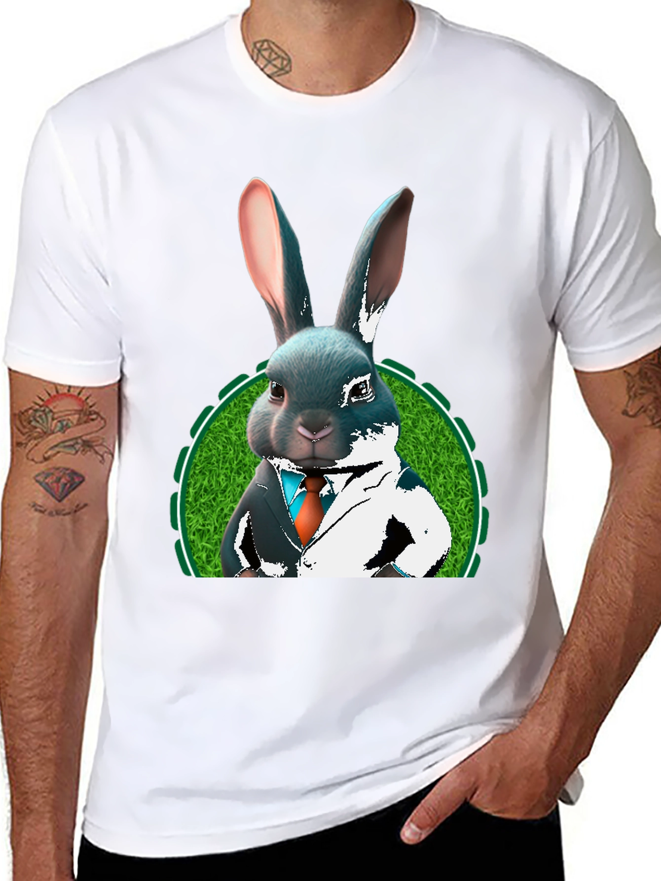 Black Sophisticated Rabbit T-Shirt - Black view 8