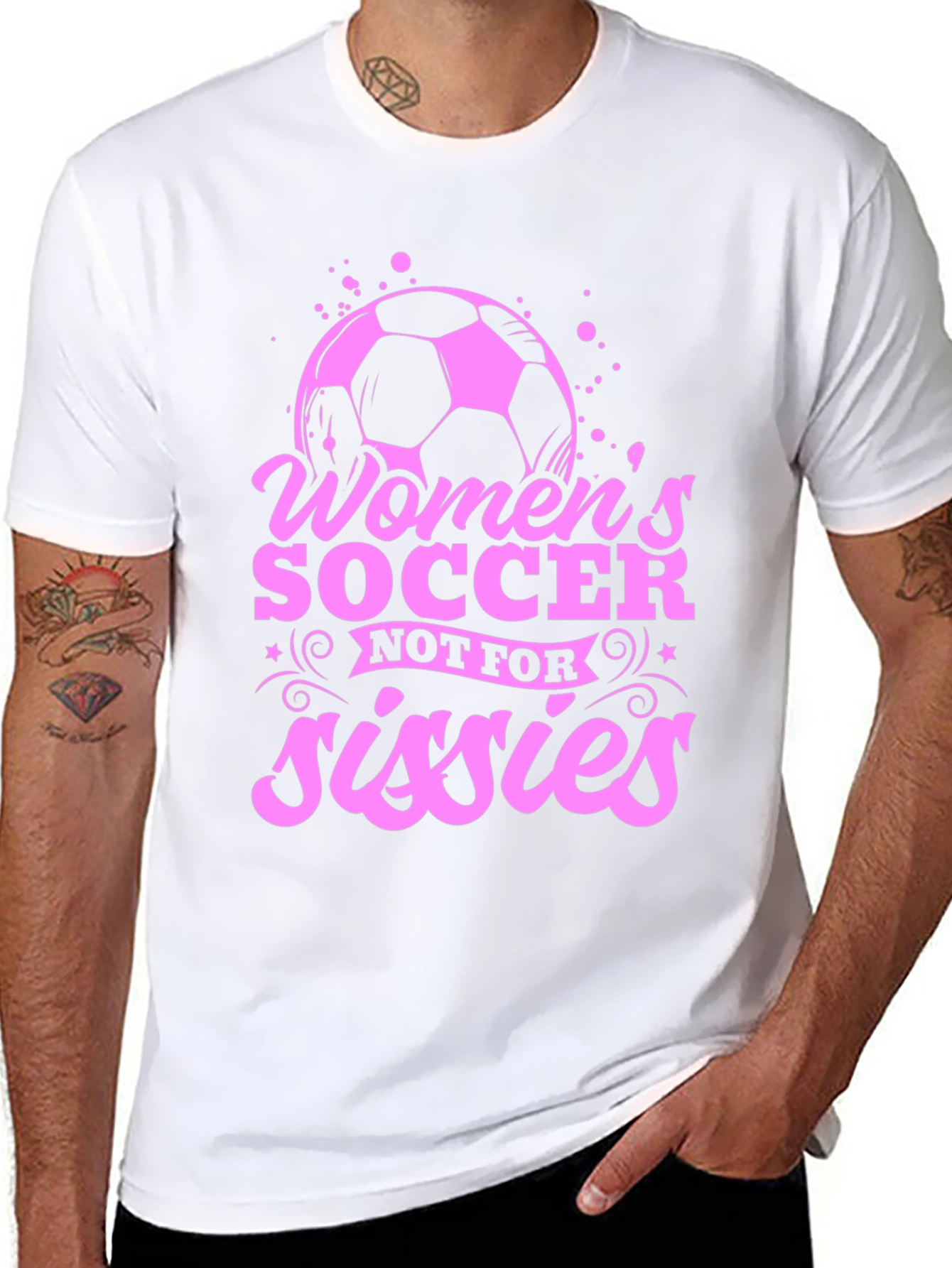 Black Women's Soccer T-Shirt - Not for Sissies - Pink Graphic view 8