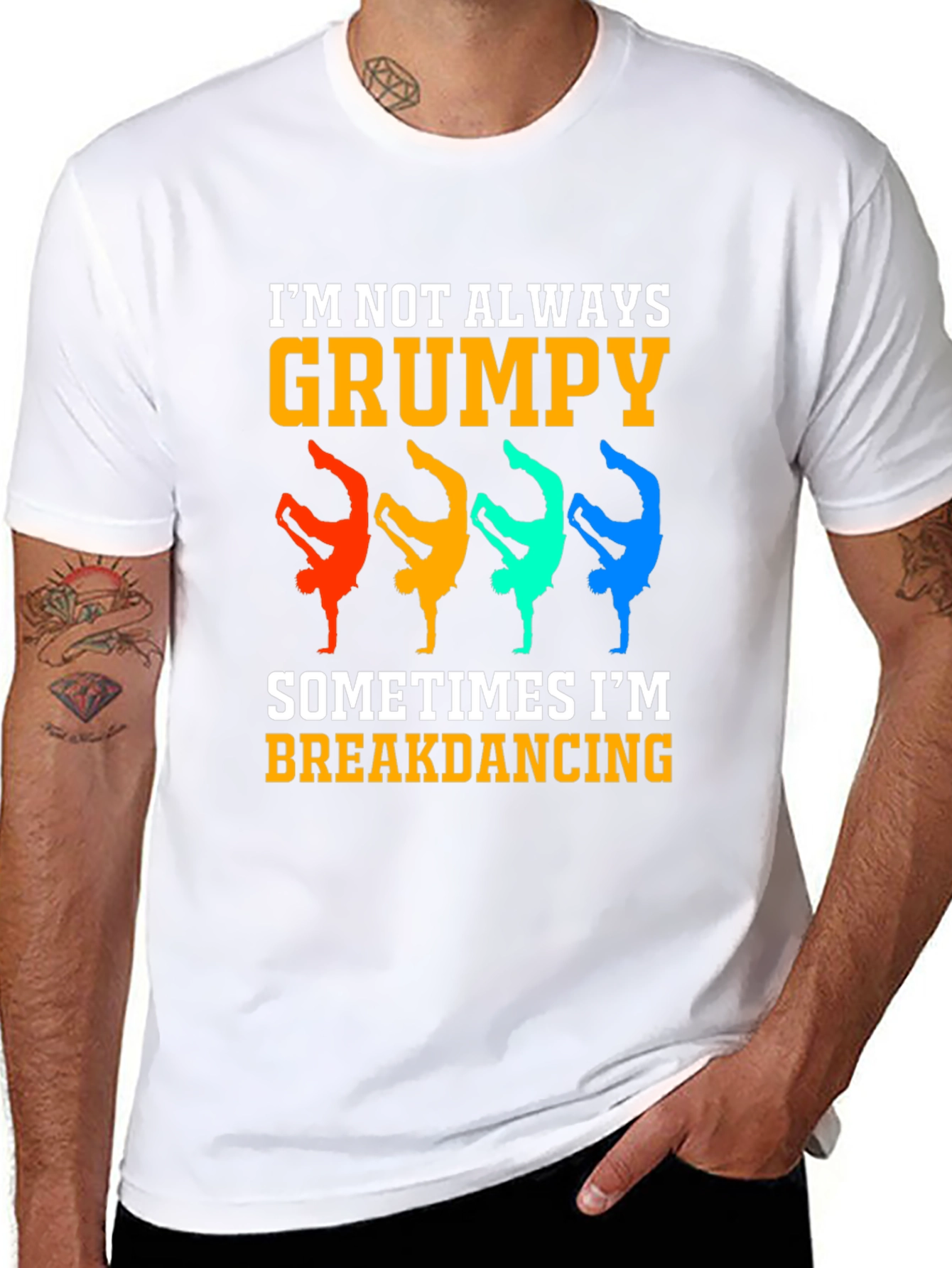 Black Grumpy Breakdancing Graphic Tee - Funny Men's T-Shirt view 8