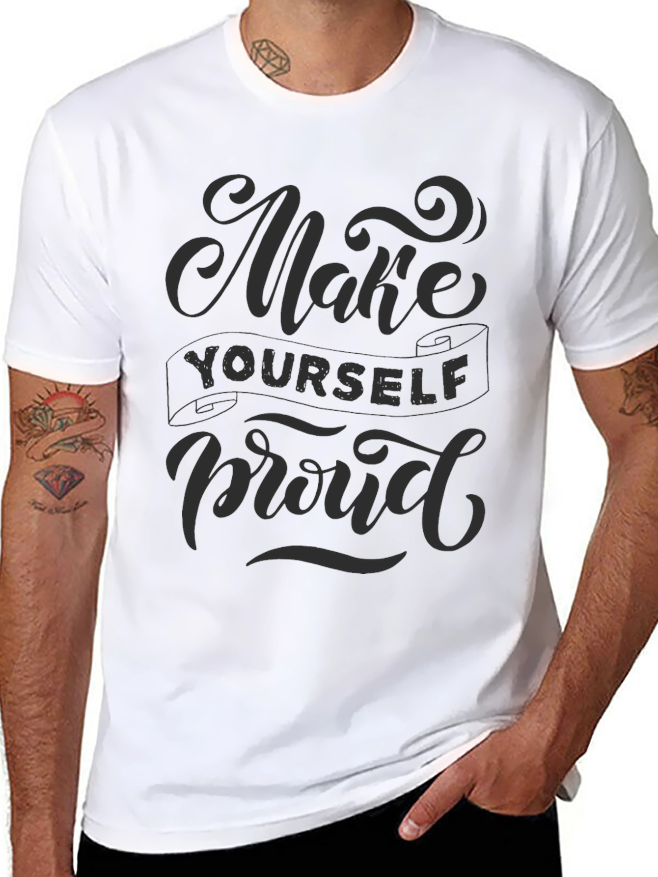 Black Make Yourself Proud Graphic Tee - Mens Black T-Shirt view 8