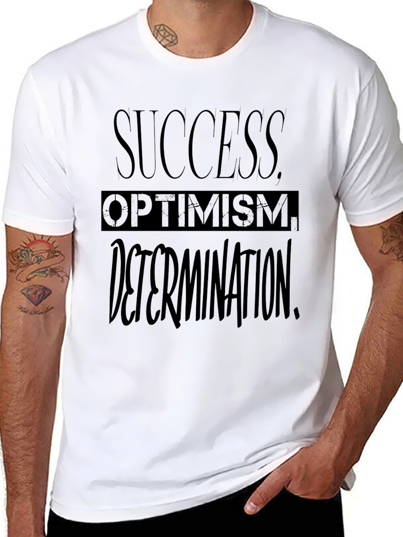 Black Success Optimism Determination Black T-Shirt view 8