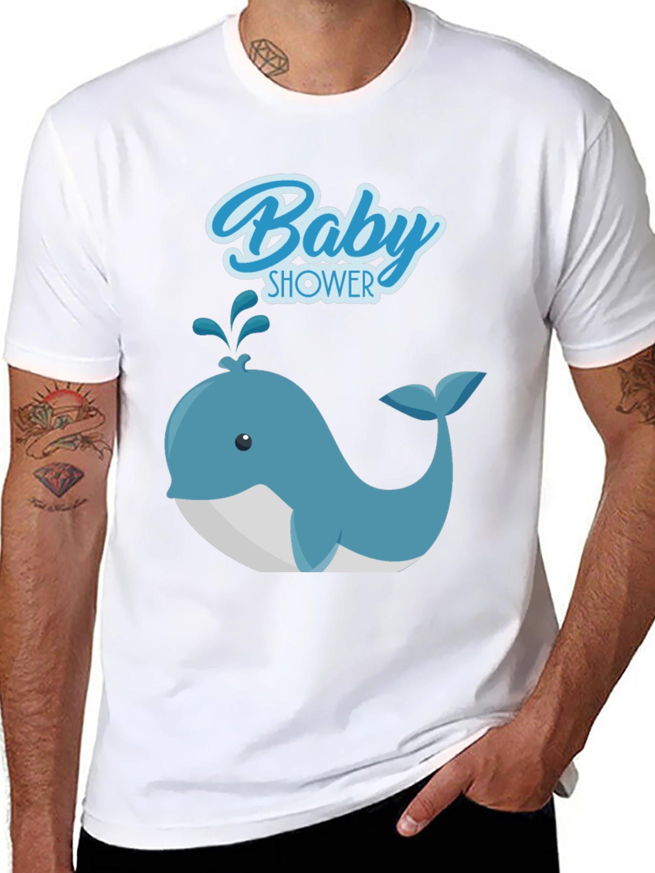 Black Baby Shower Whale Graphic Tee - Soft Cotton T-Shirt view 8