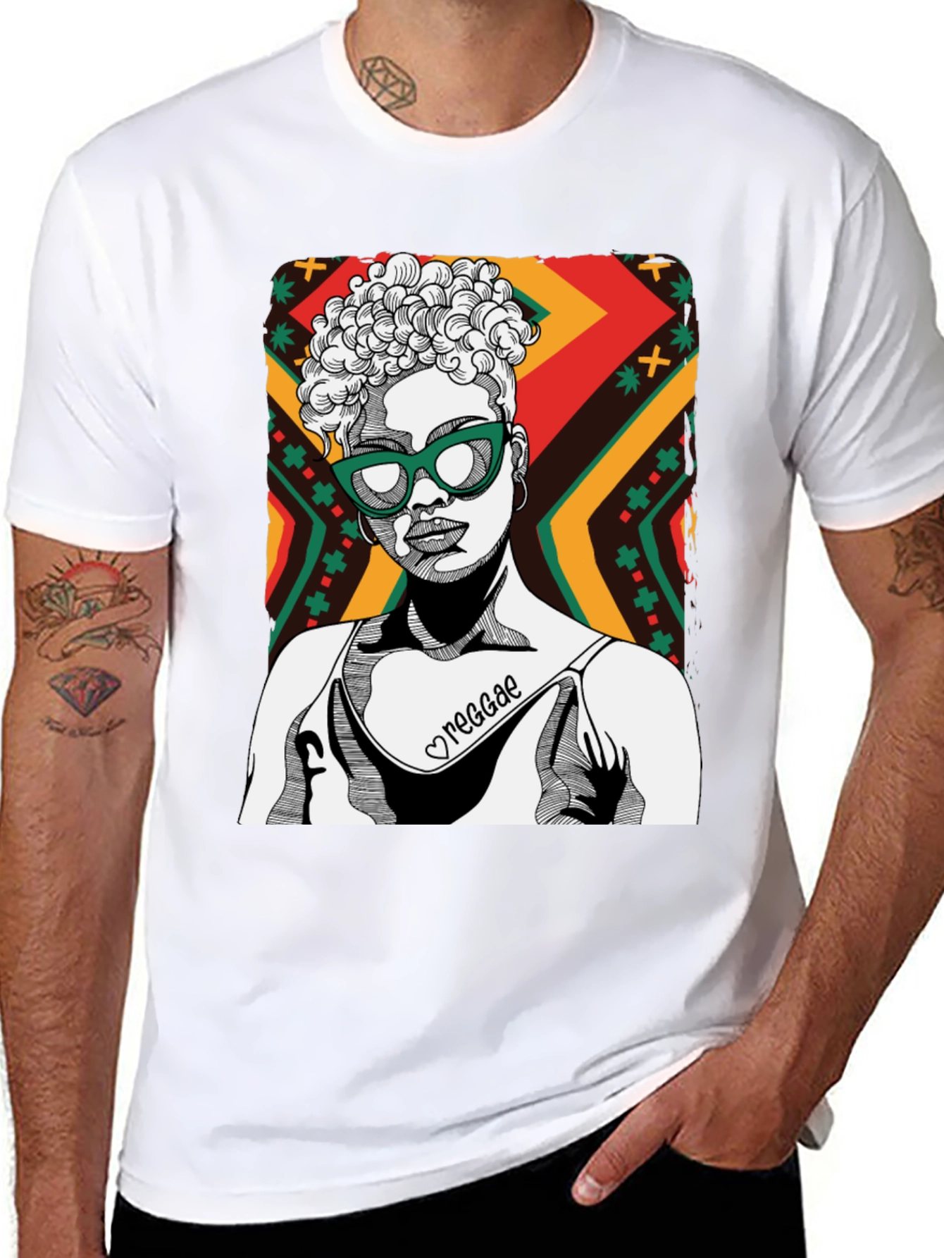 Black Reggae Girl Black Graphic Tee - Cool Unisex Shirt view 8