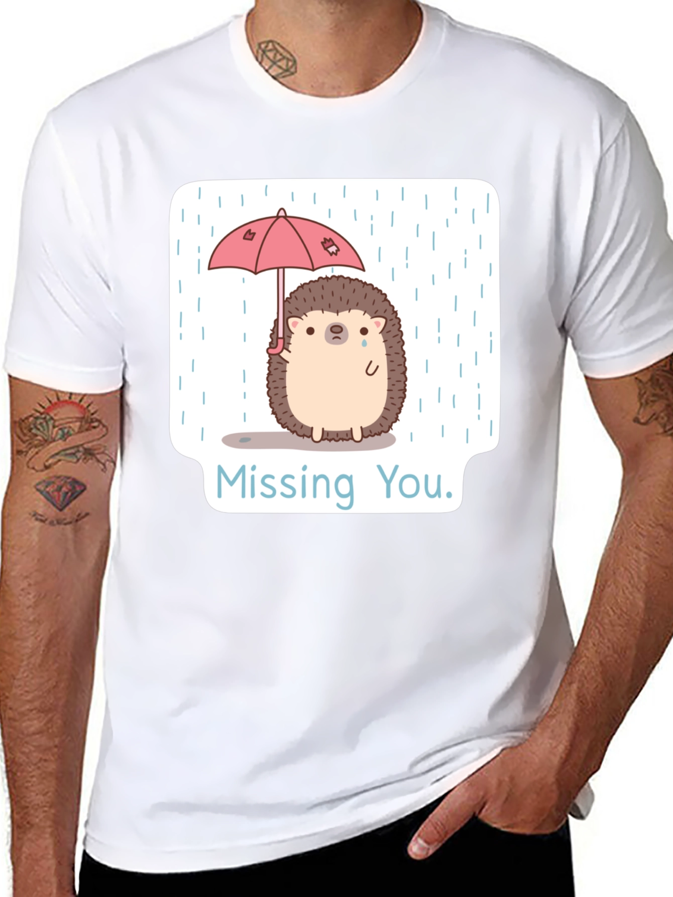 Black Missing You Hedgehog T-Shirt view 8
