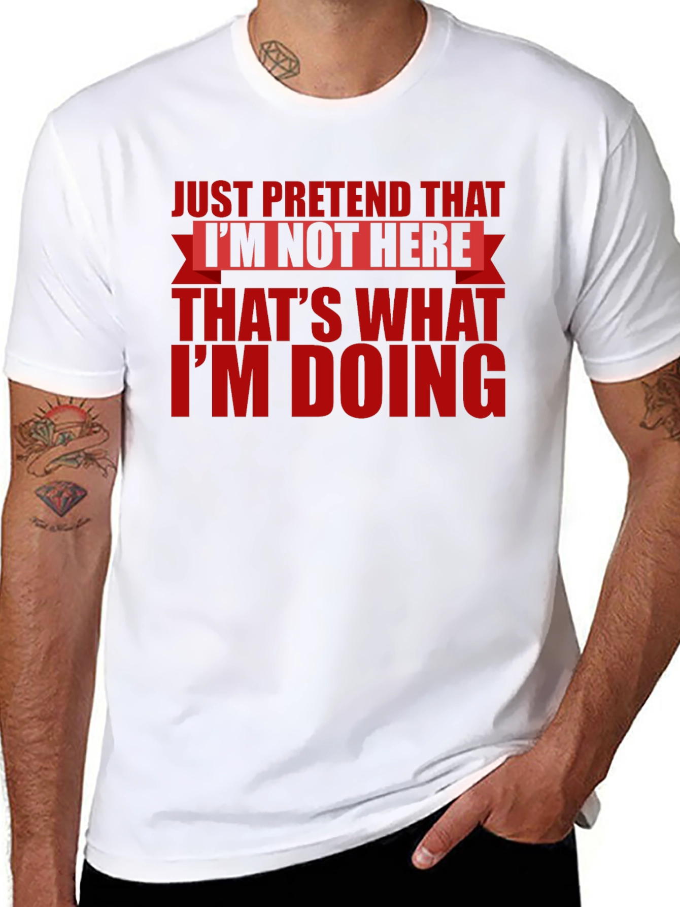 Black Just Pretend T-Shirt - Funny Introvert Tee view 8