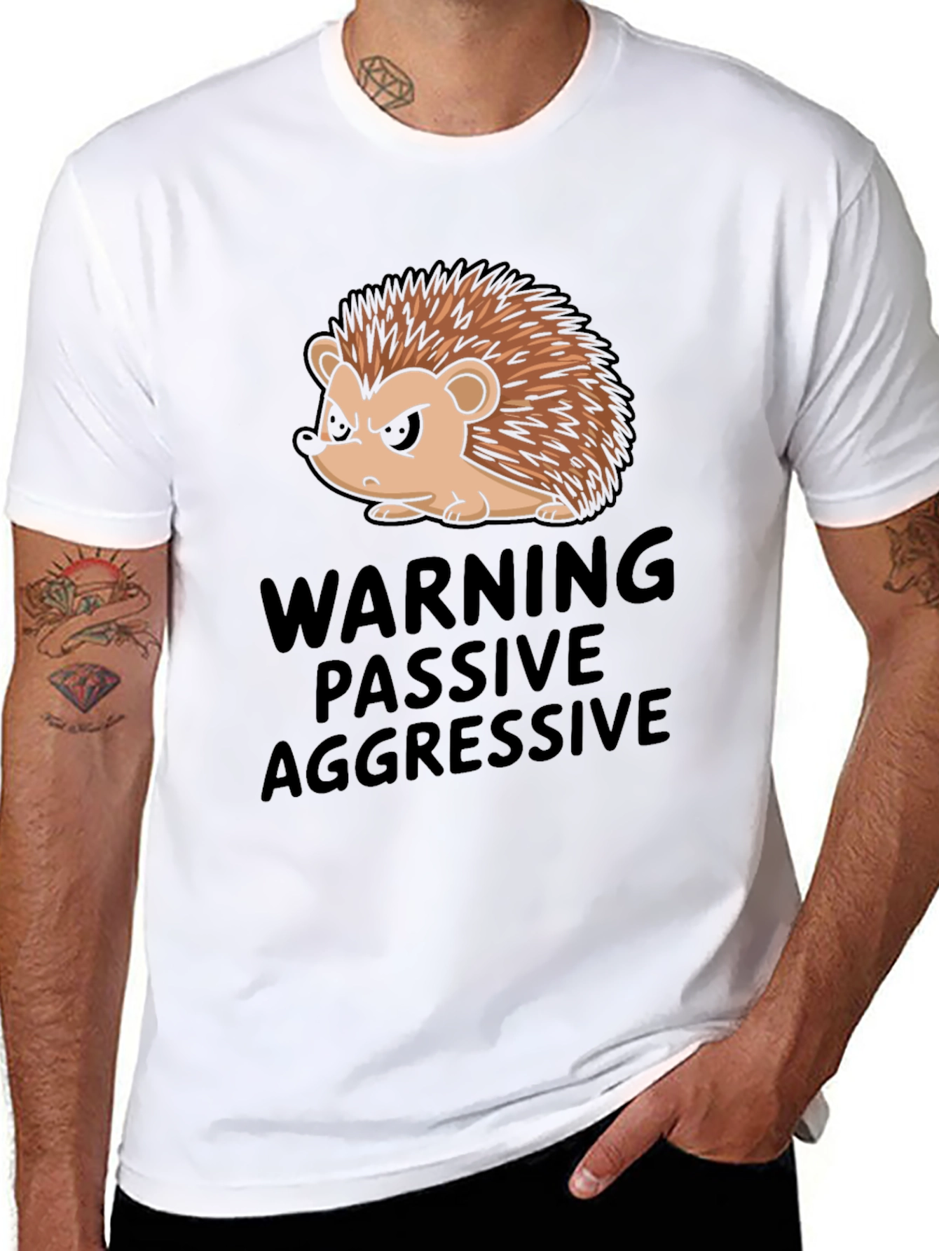 Black Passive Aggressive Hedgehog T-Shirt view 8