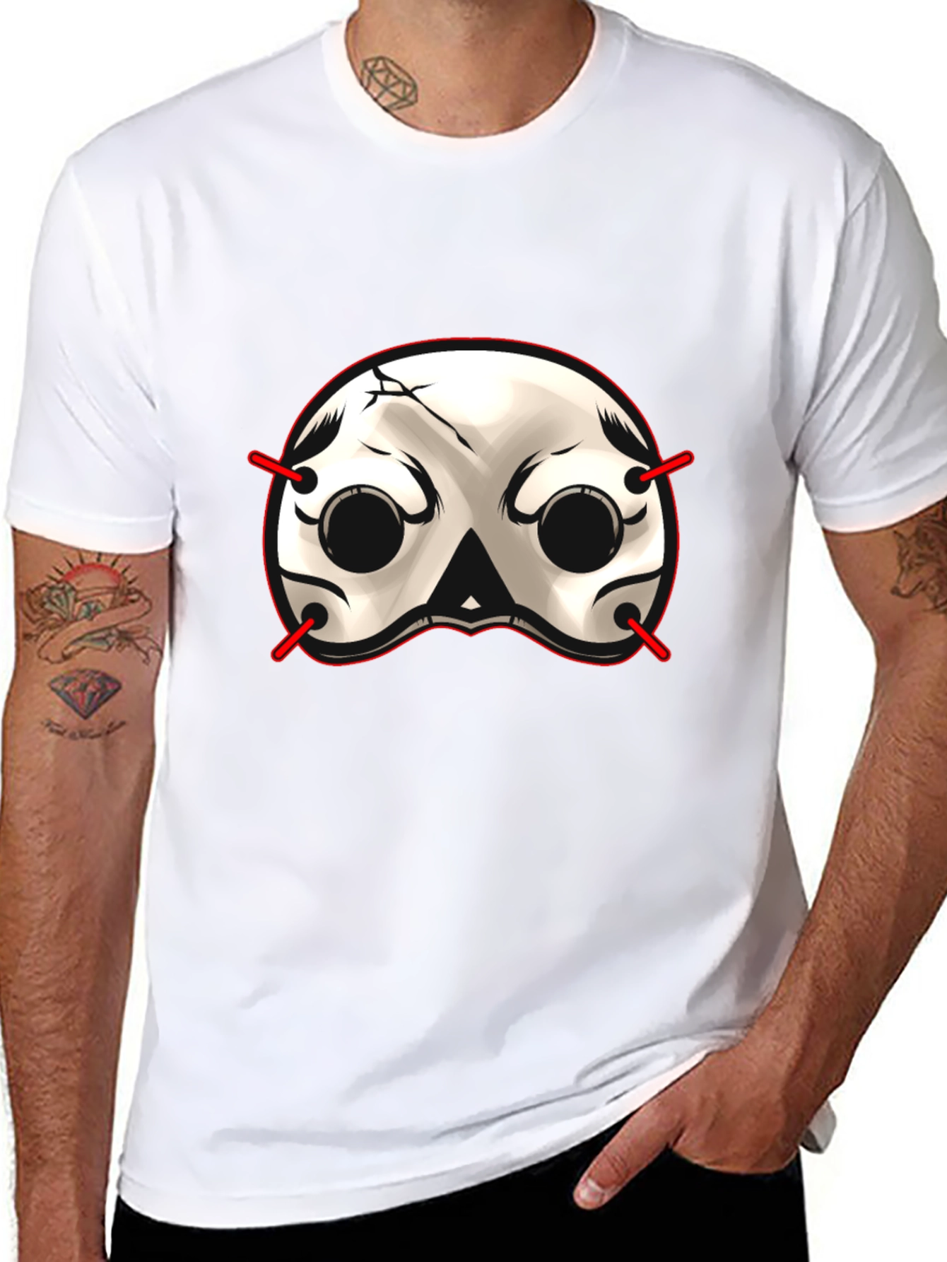 Black Skull Mask Graphic T-Shirt - Black view 8