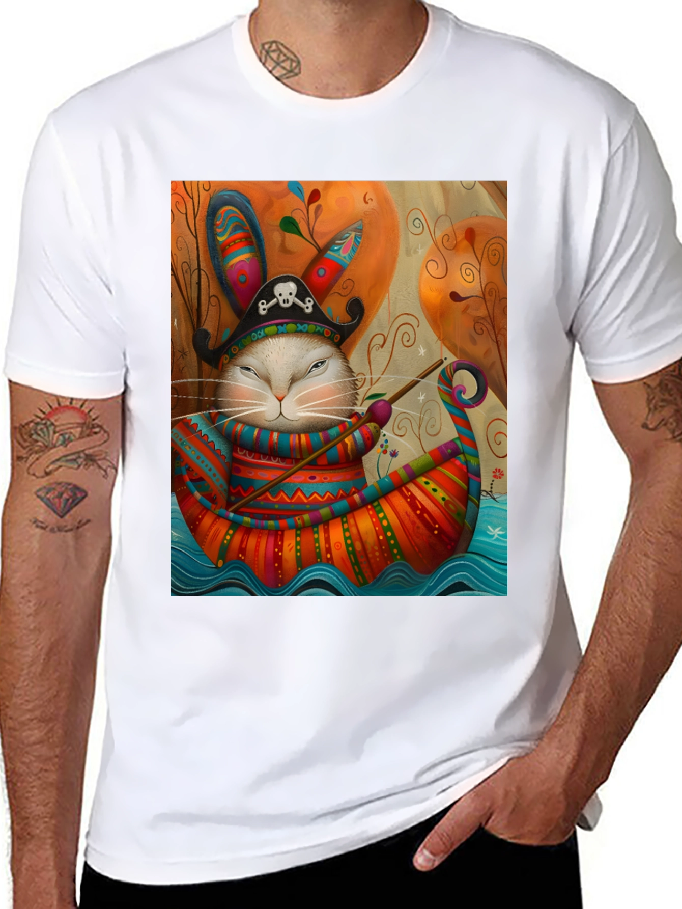 Black Pirate Rabbit Boat Ride T-Shirt view 8