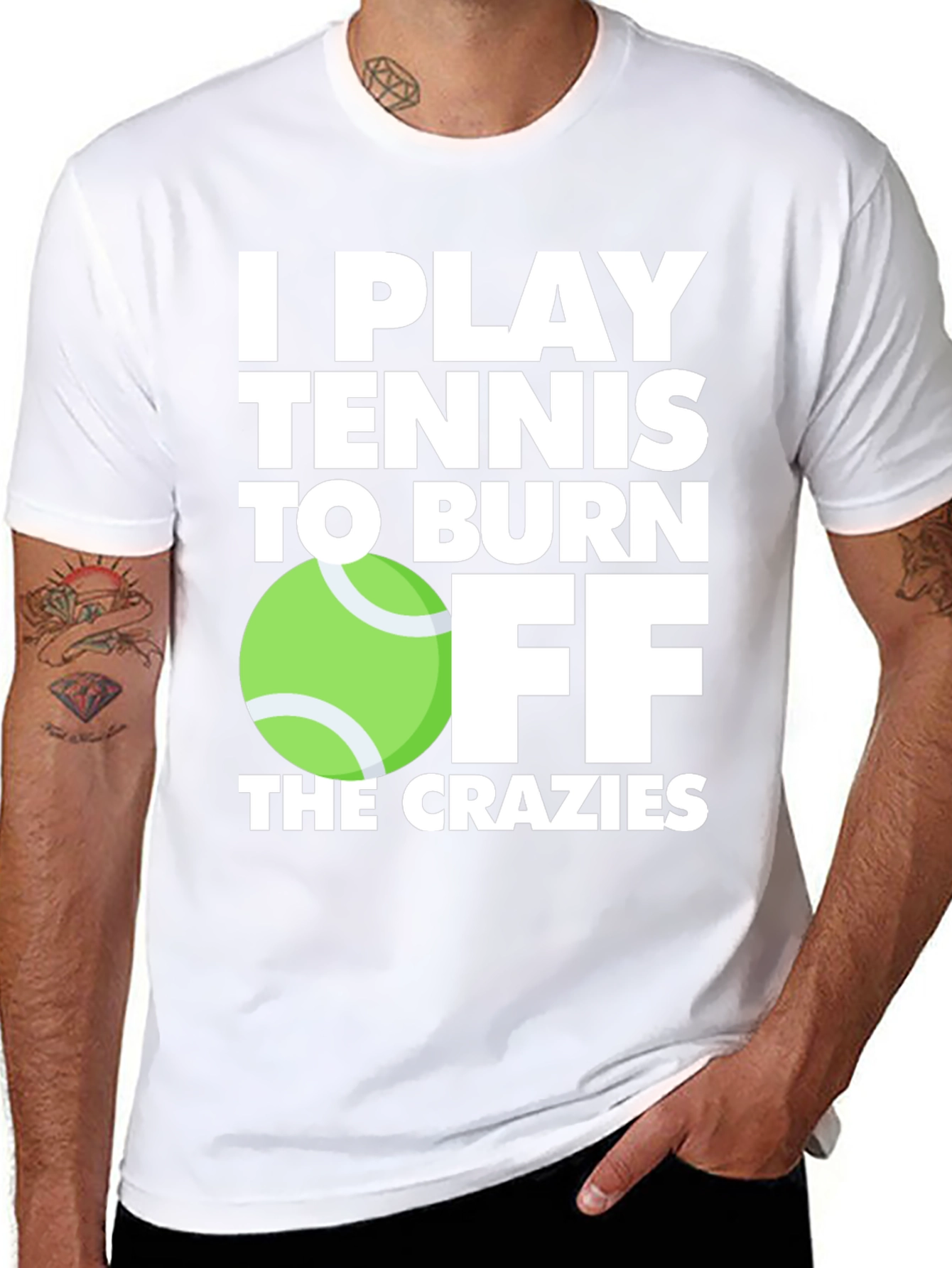 Black Tennis Player T-Shirt: Burn Off the Crazies view 8