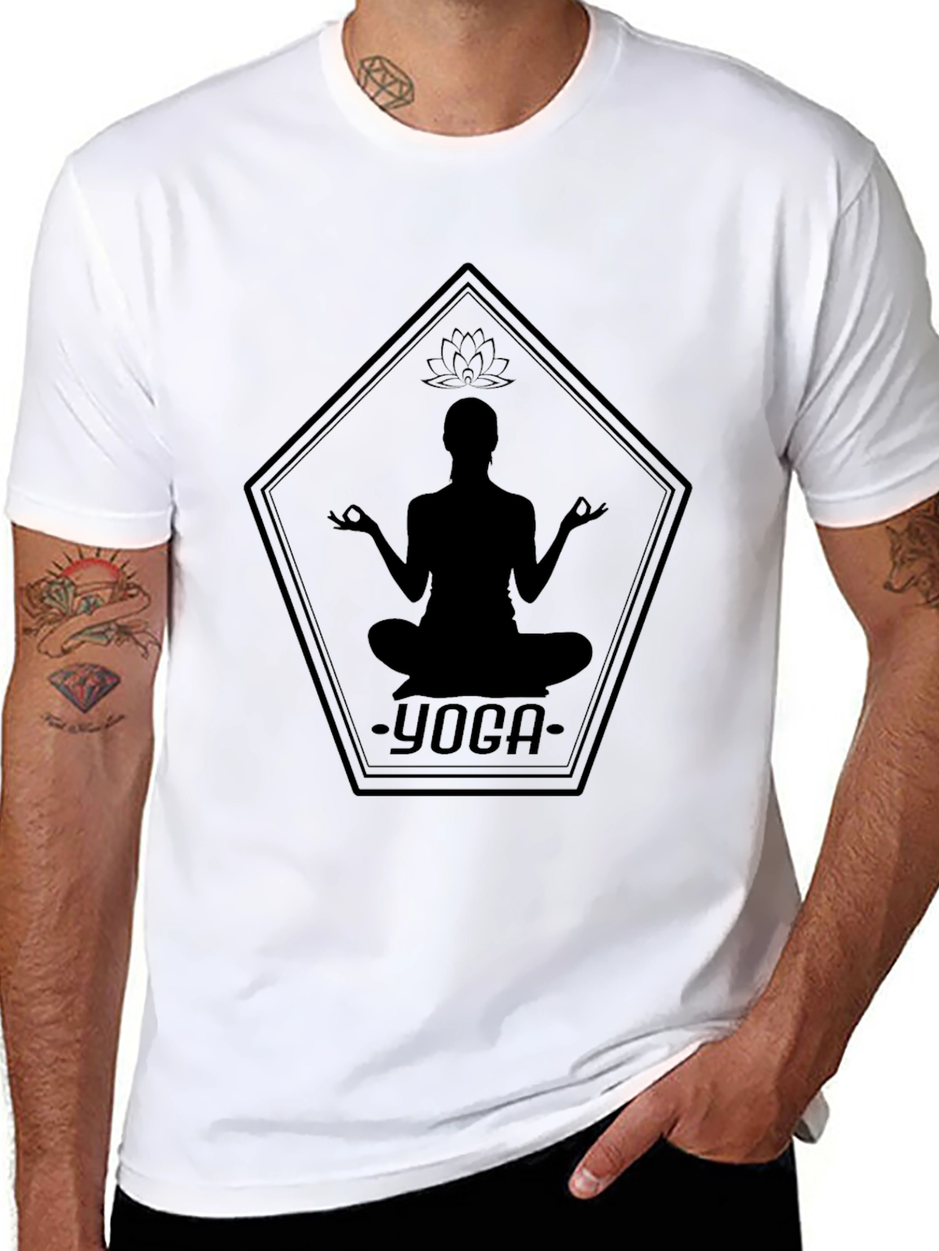 Black Yoga Silhouette Graphic Tee - Black view 8