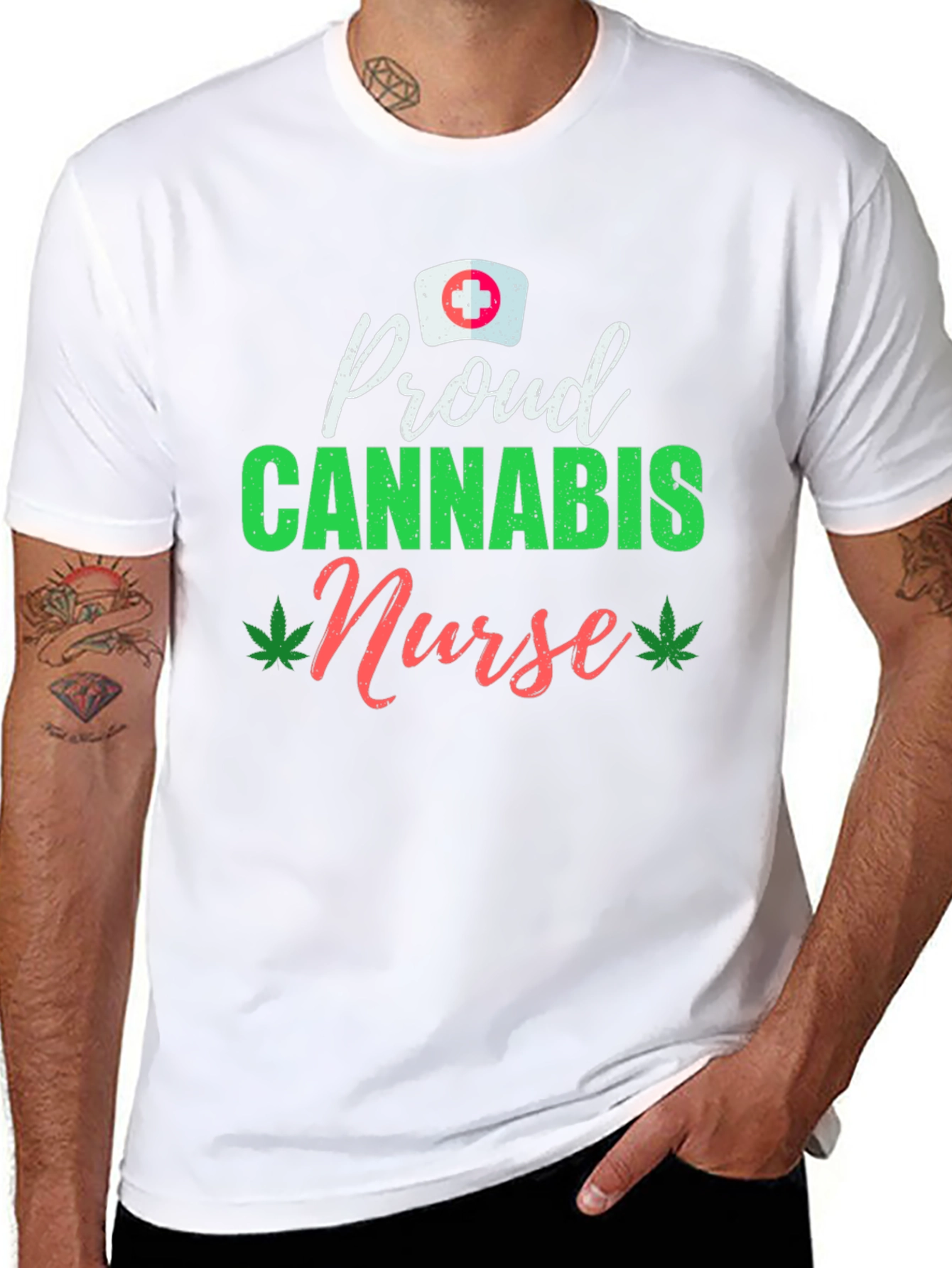 Black Proud Cannabis Nurse Black T-Shirt view 8