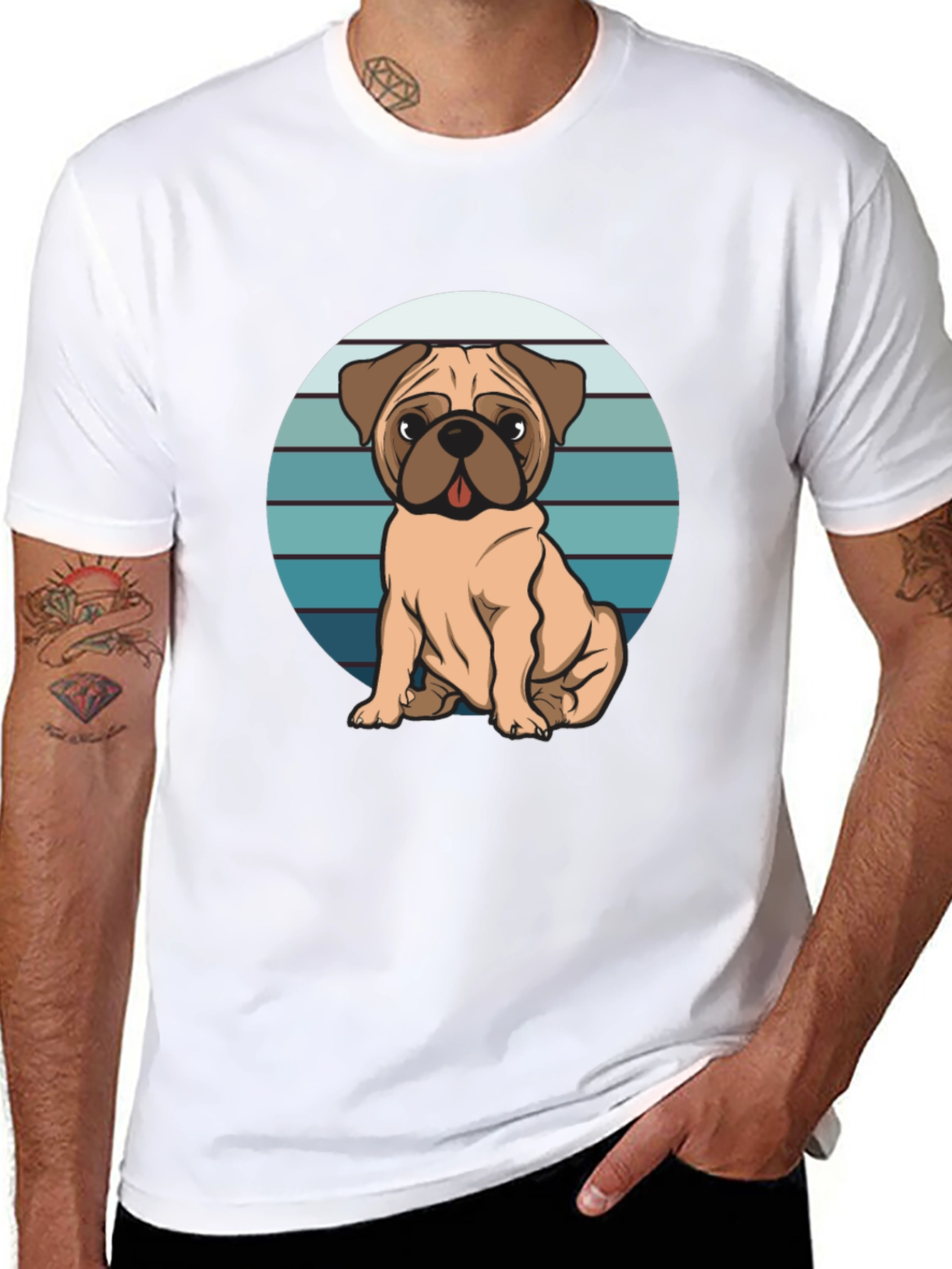 Black Pug Graphic Tee - Relaxed Fit Black T-Shirt view 8
