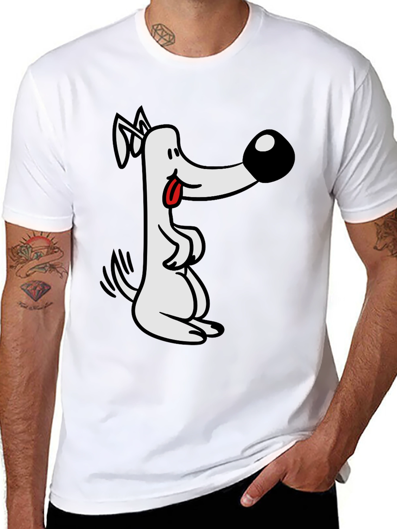 Black Cartoon Dog Graphic Tee - Black view 8