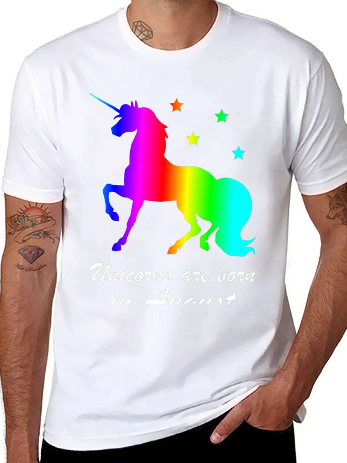 Black Unicorns Are Born In August T-Shirt view 8