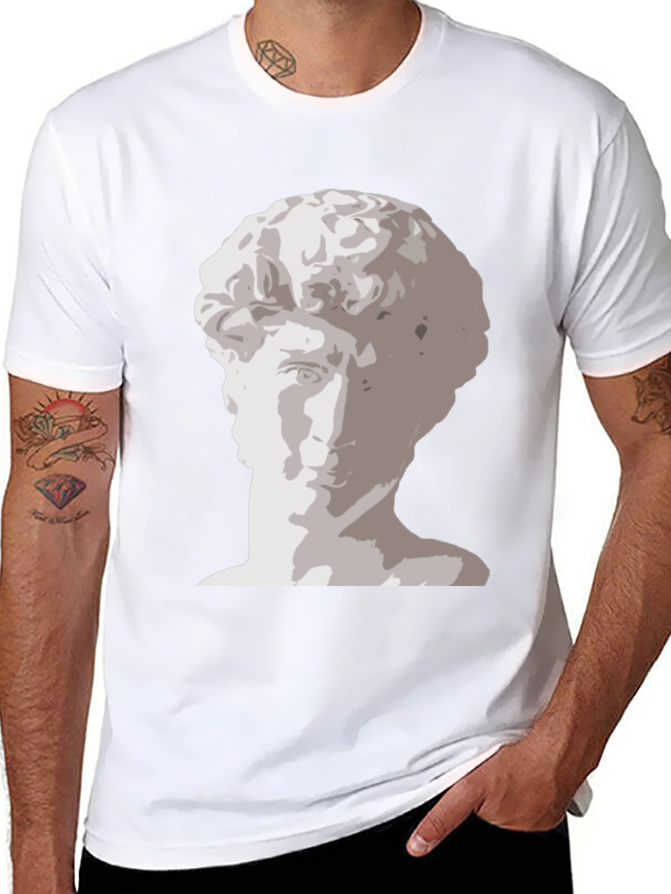 Black David Statue Graphic Print Tee - Black view 8