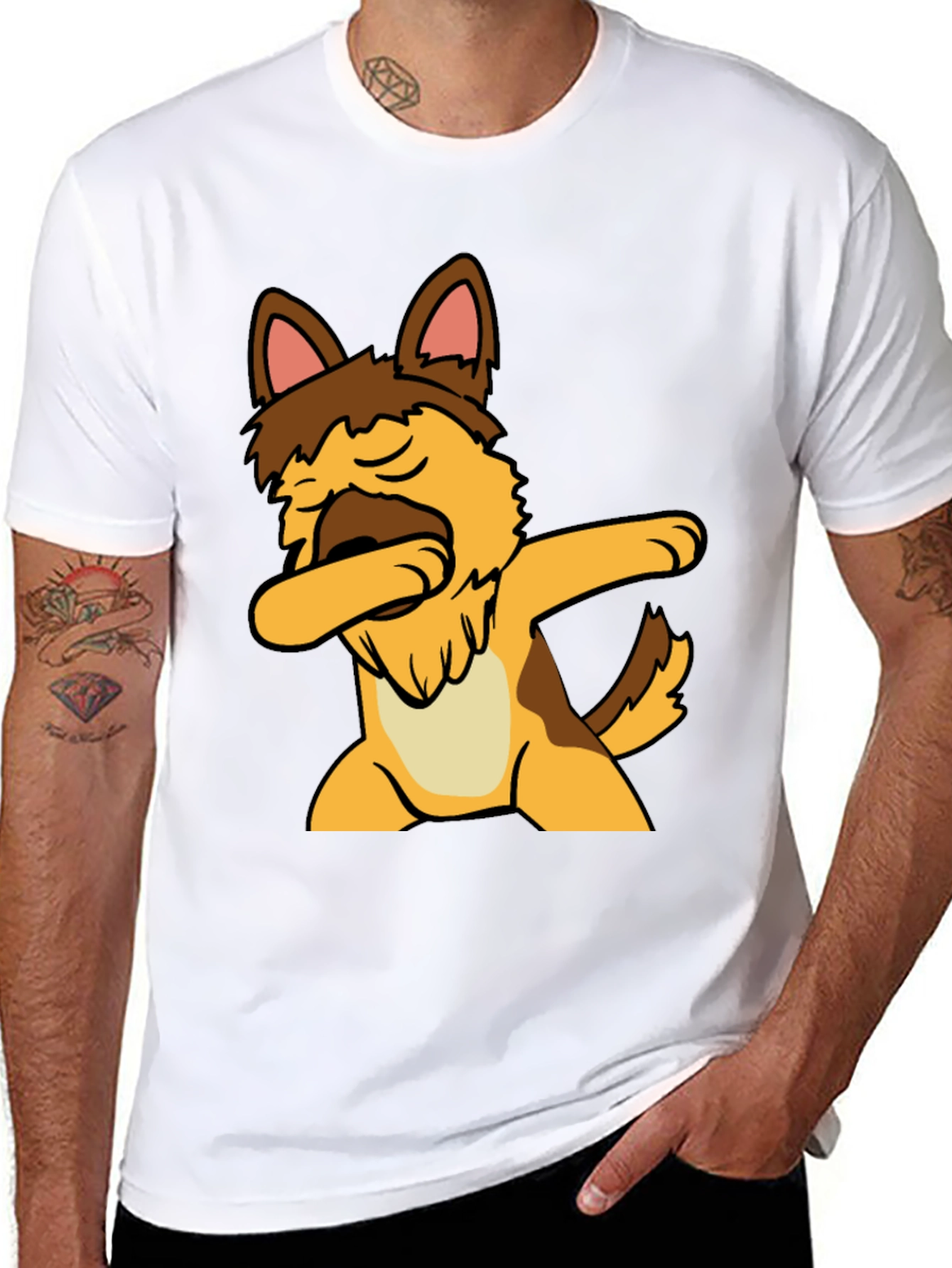 Black Dabbing Dog Graphic Tee - Cute Black T-Shirt view 8