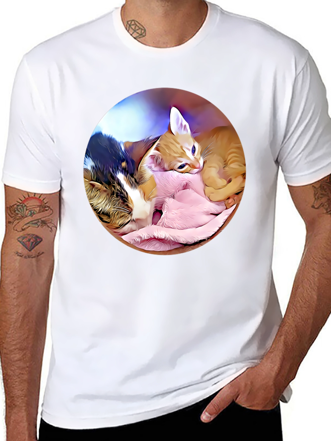 Black Cute Kittens Graphic T-Shirt - Soft Cotton Blend view 8