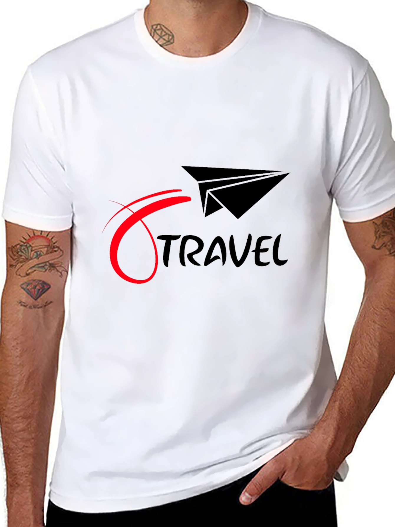 Black Travel Graphic Tee - Black Cotton Blend view 8