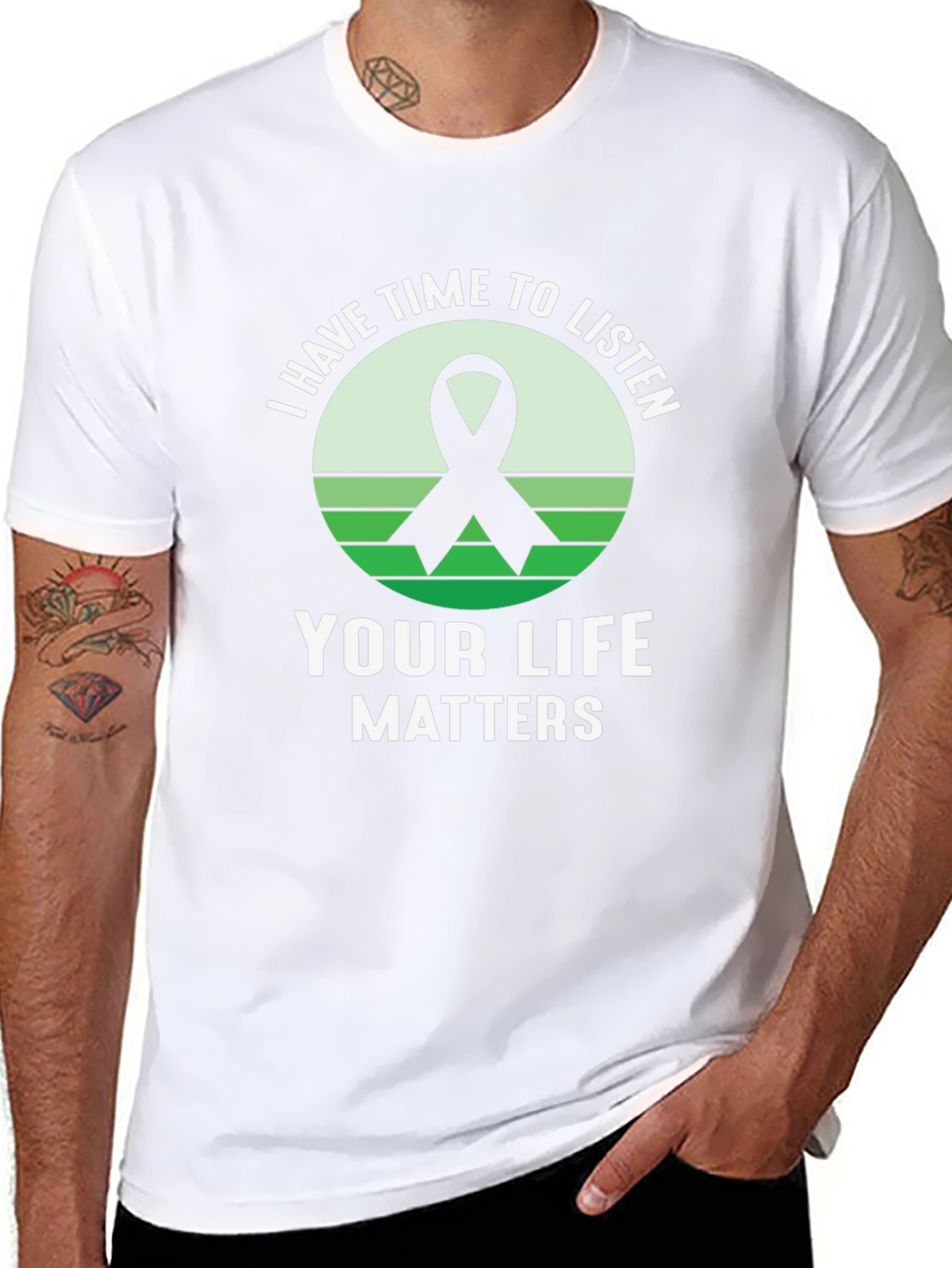 Black I Have Time To Listen - Your Life Matters T-Shirt view 8