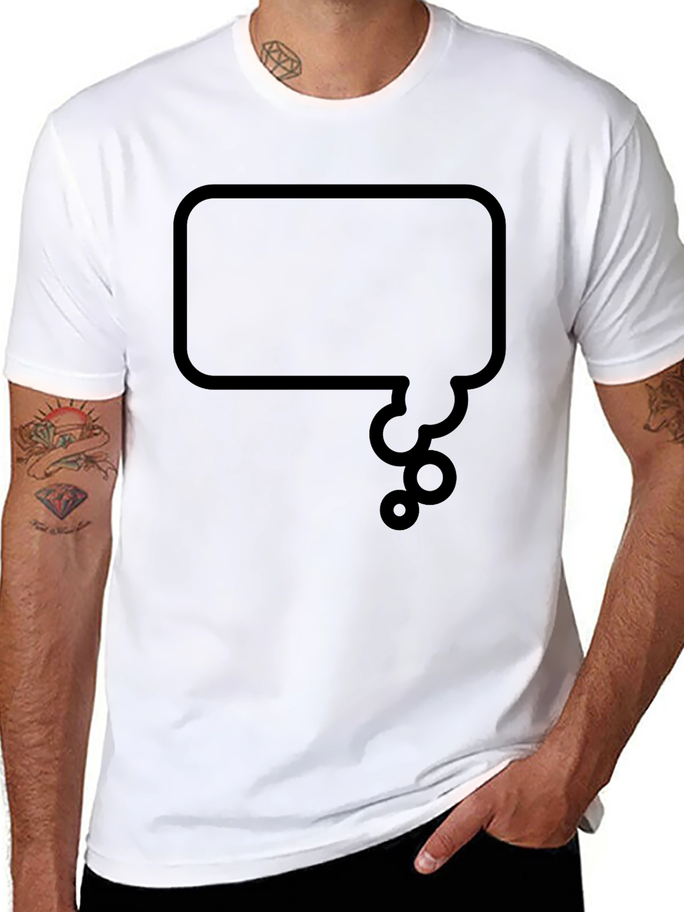 Black Thinking Bubble Graphic Tee - Black Casual Shirt view 8