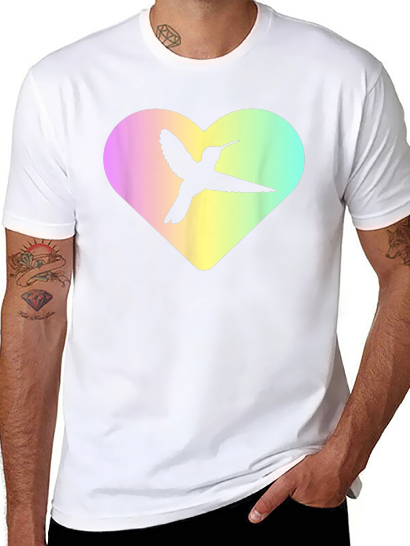 Black Hummingbird Heart Graphic Tee - Unisex view 8