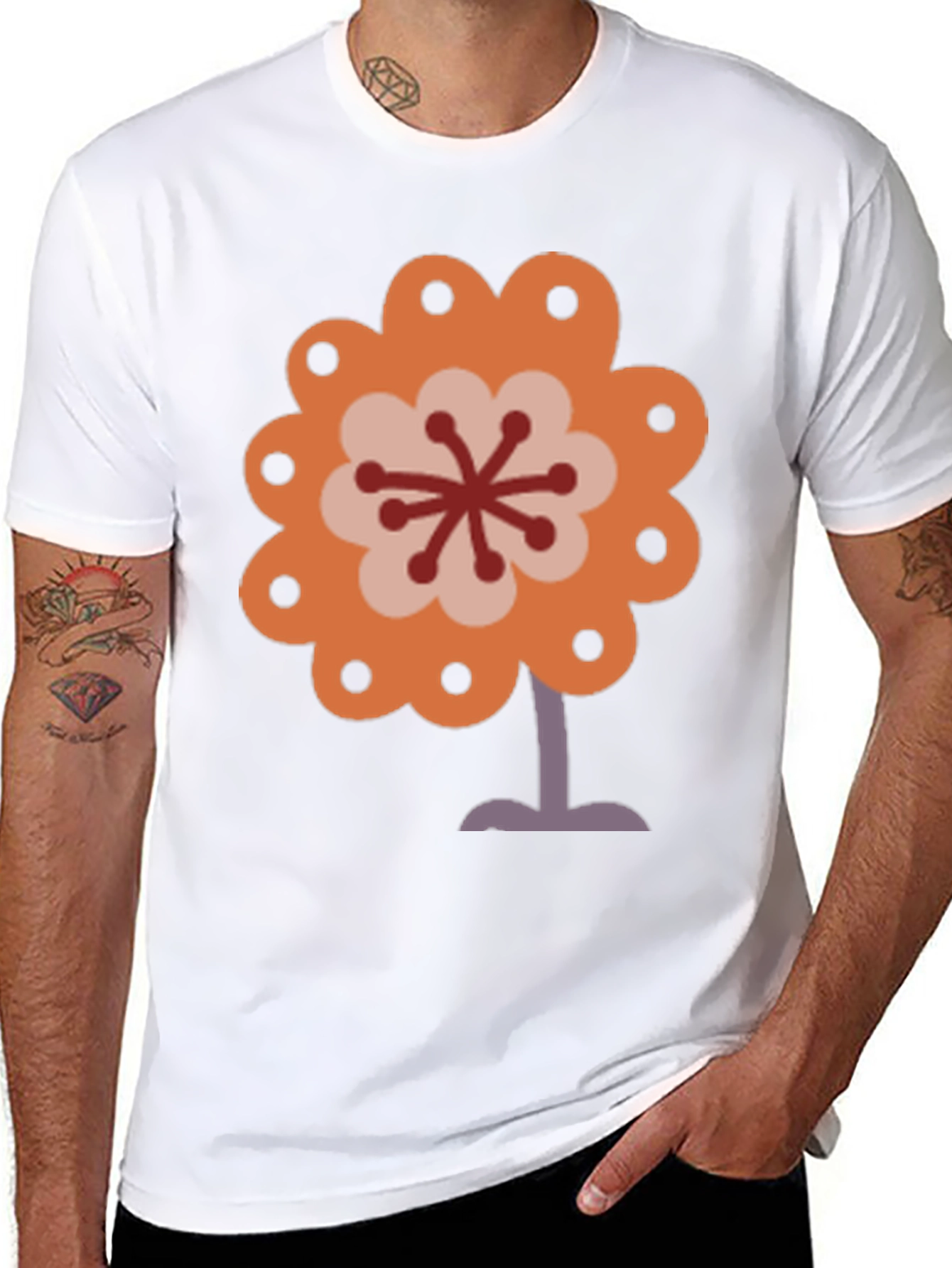 Black Retro Flower Power Graphic Tee - Black view 8