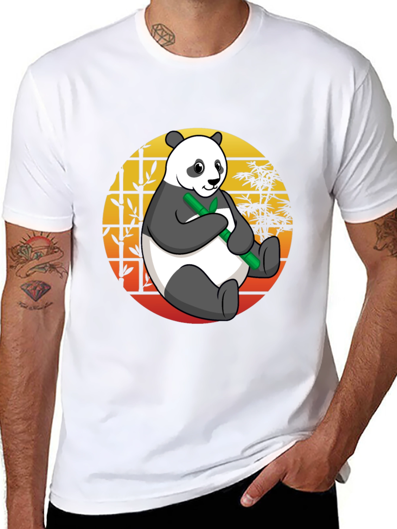 Black Panda Bamboo T-Shirt - Men's Black Graphic Tee view 8