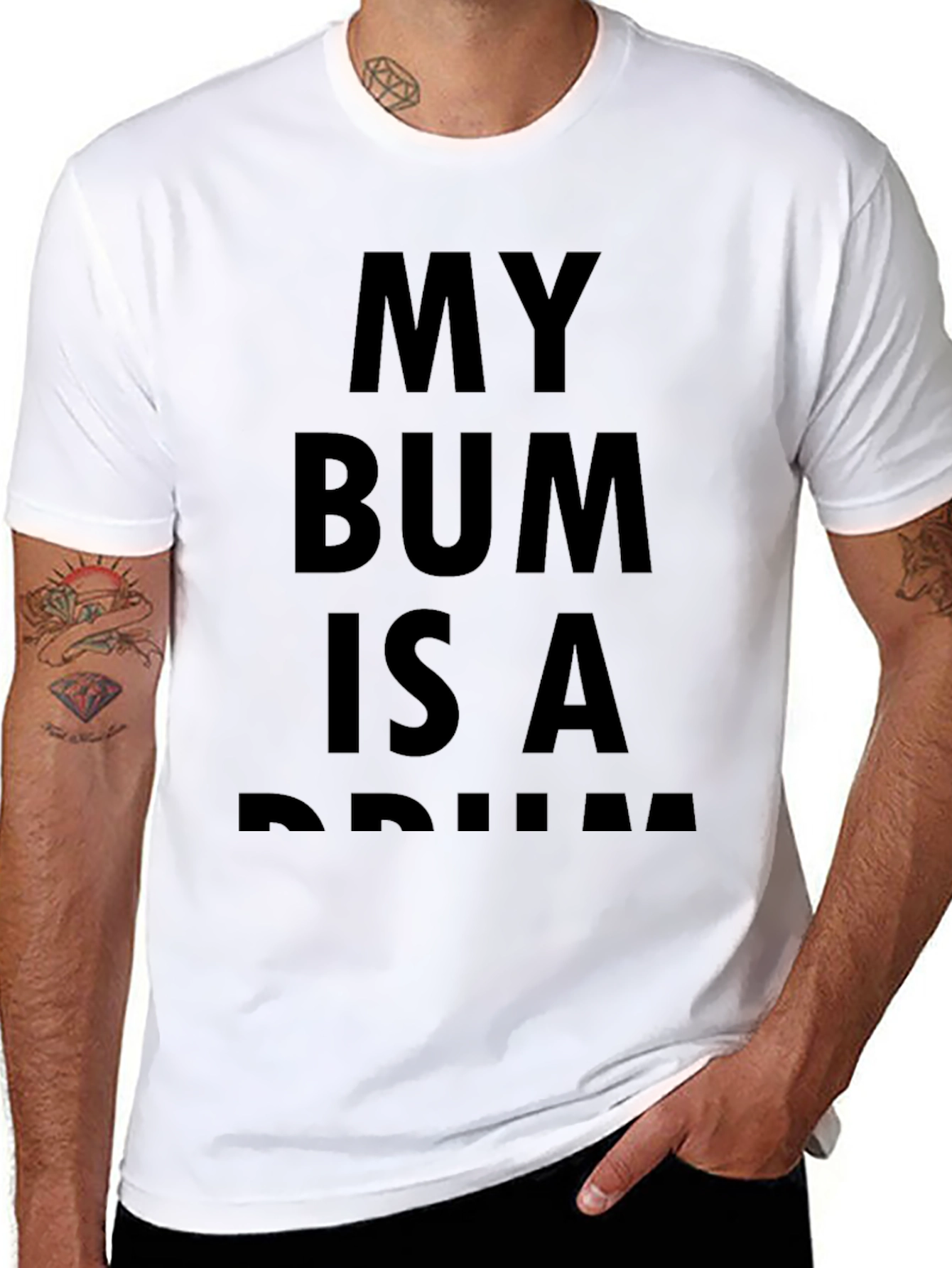 Black My Bum Is A Drum Black T-Shirt view 8