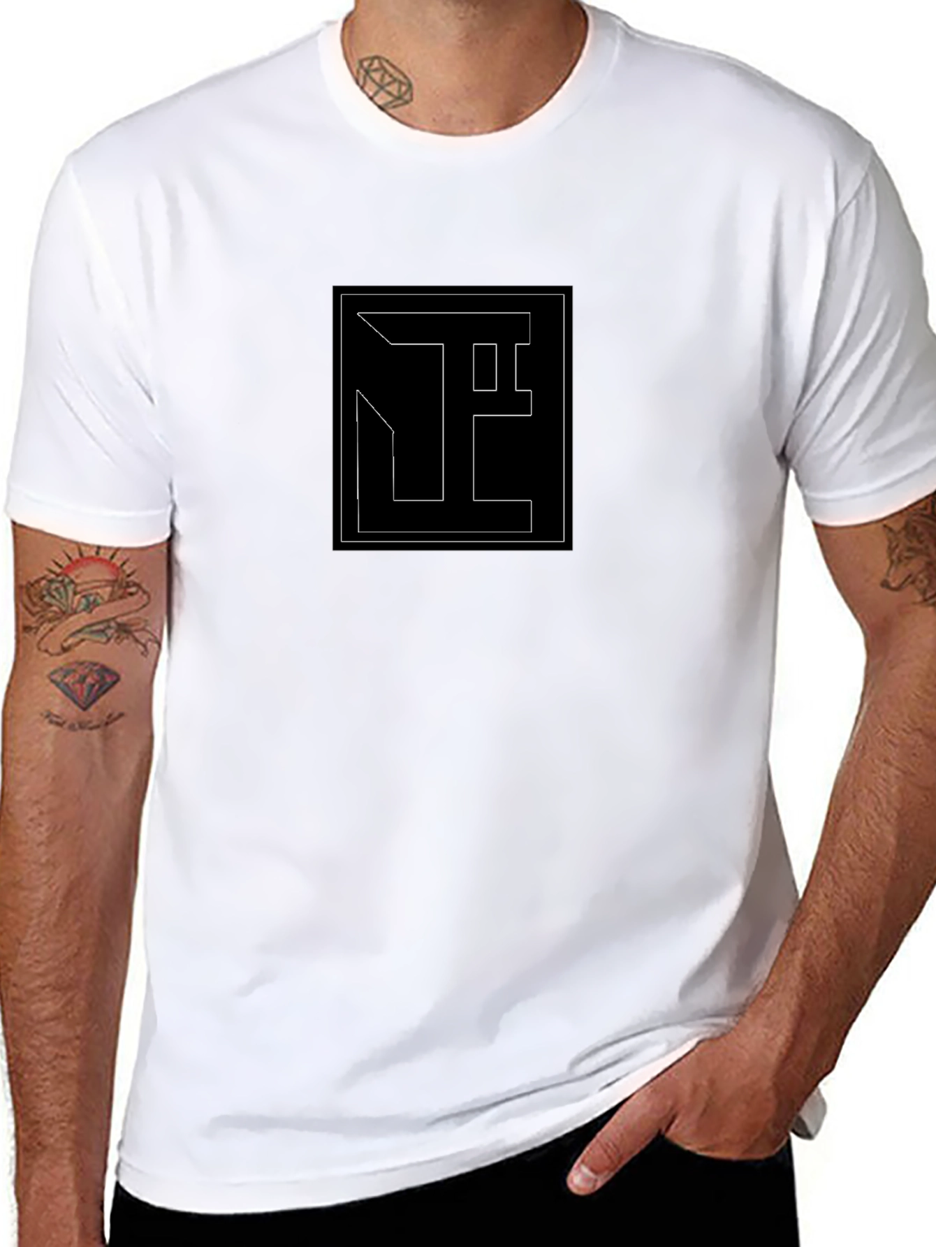 Black Abstract Graphic Print Black T-Shirt view 8