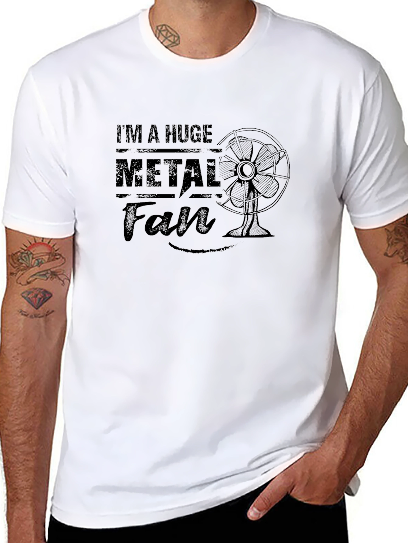 Black I'm A Huge Metal Fan Funny T-Shirt view 8