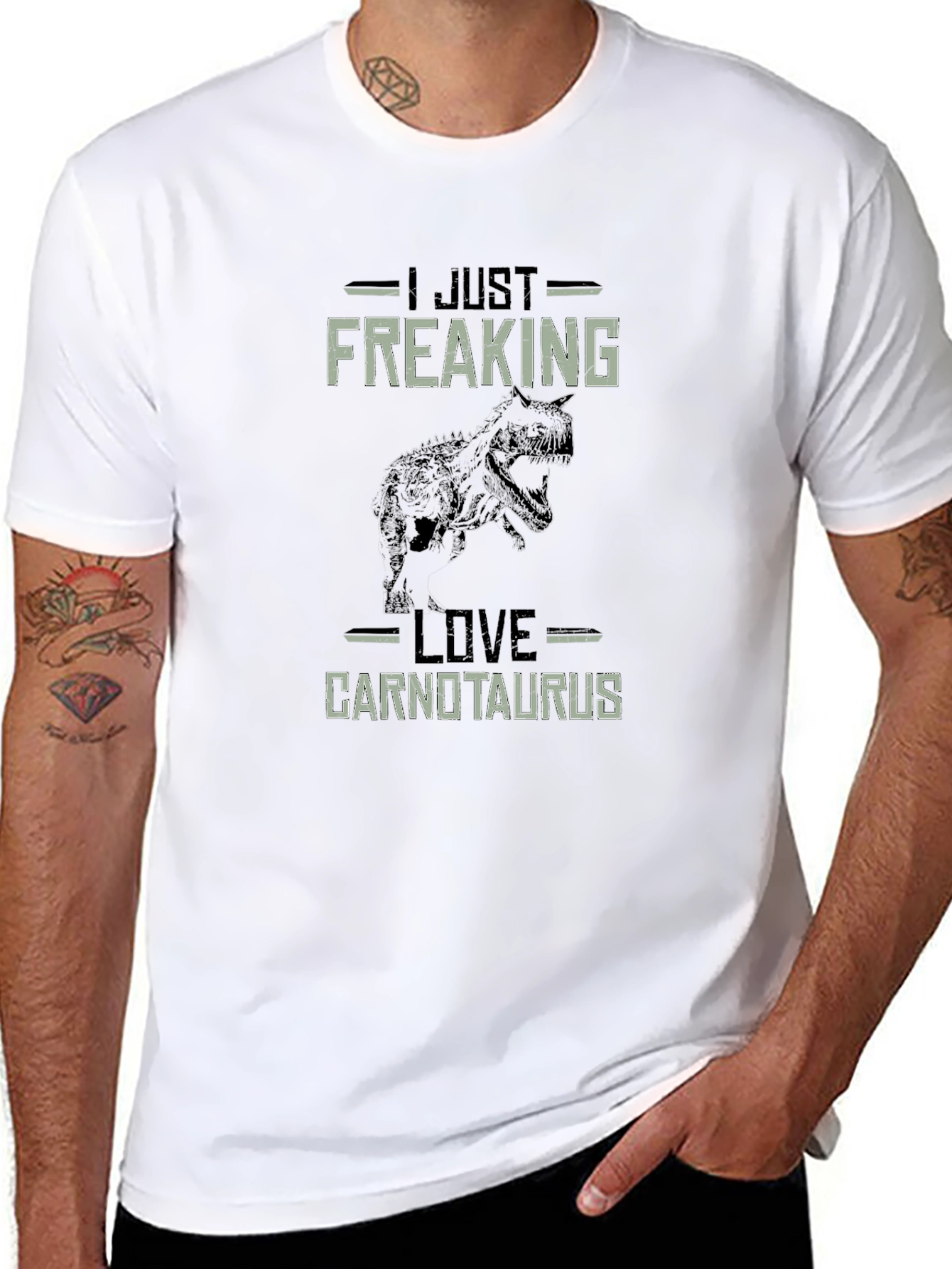 Black I Just Freaking Love Carnotaurus T-Shirt view 8
