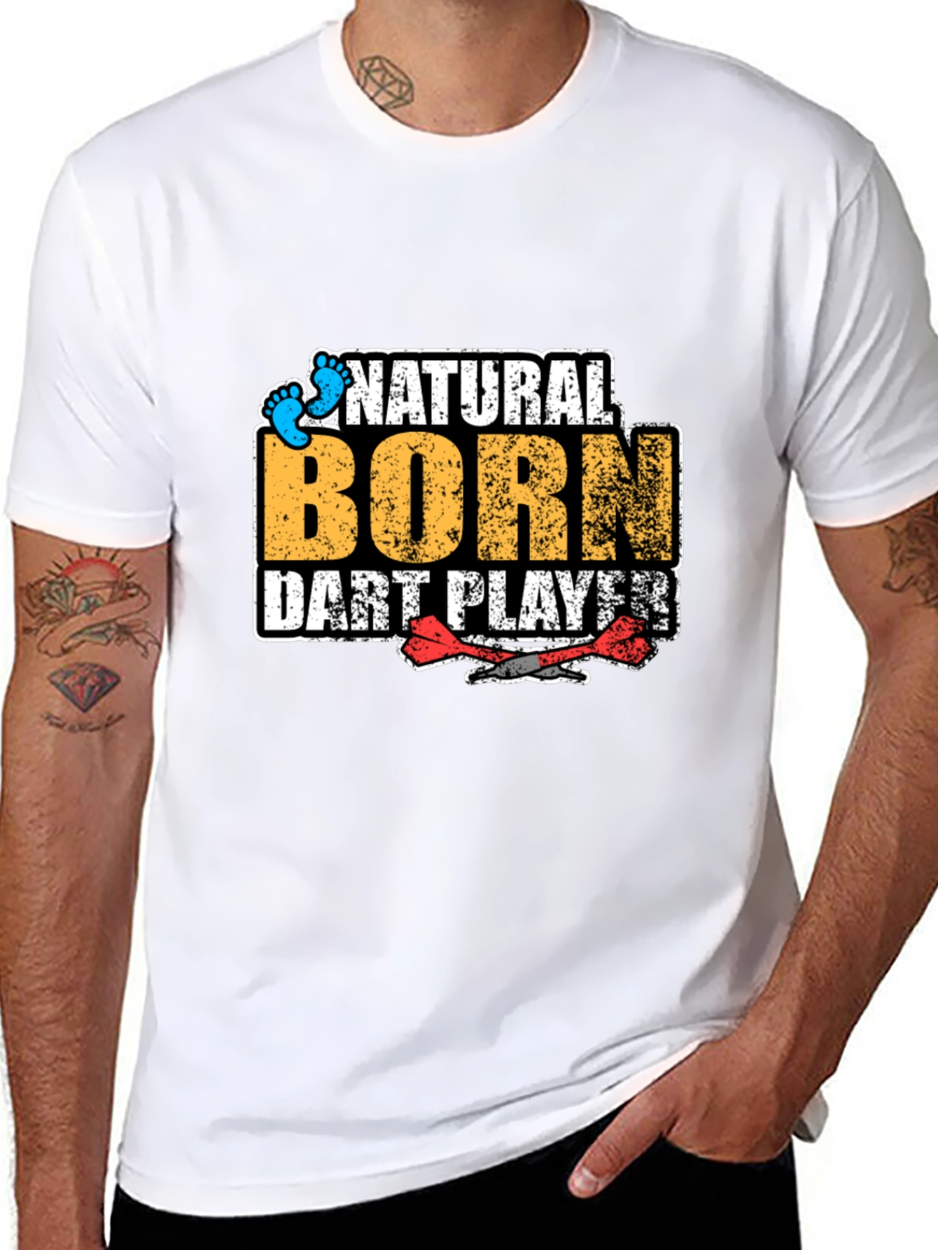 Black Natural Born Dart Player Graphic Tee view 8