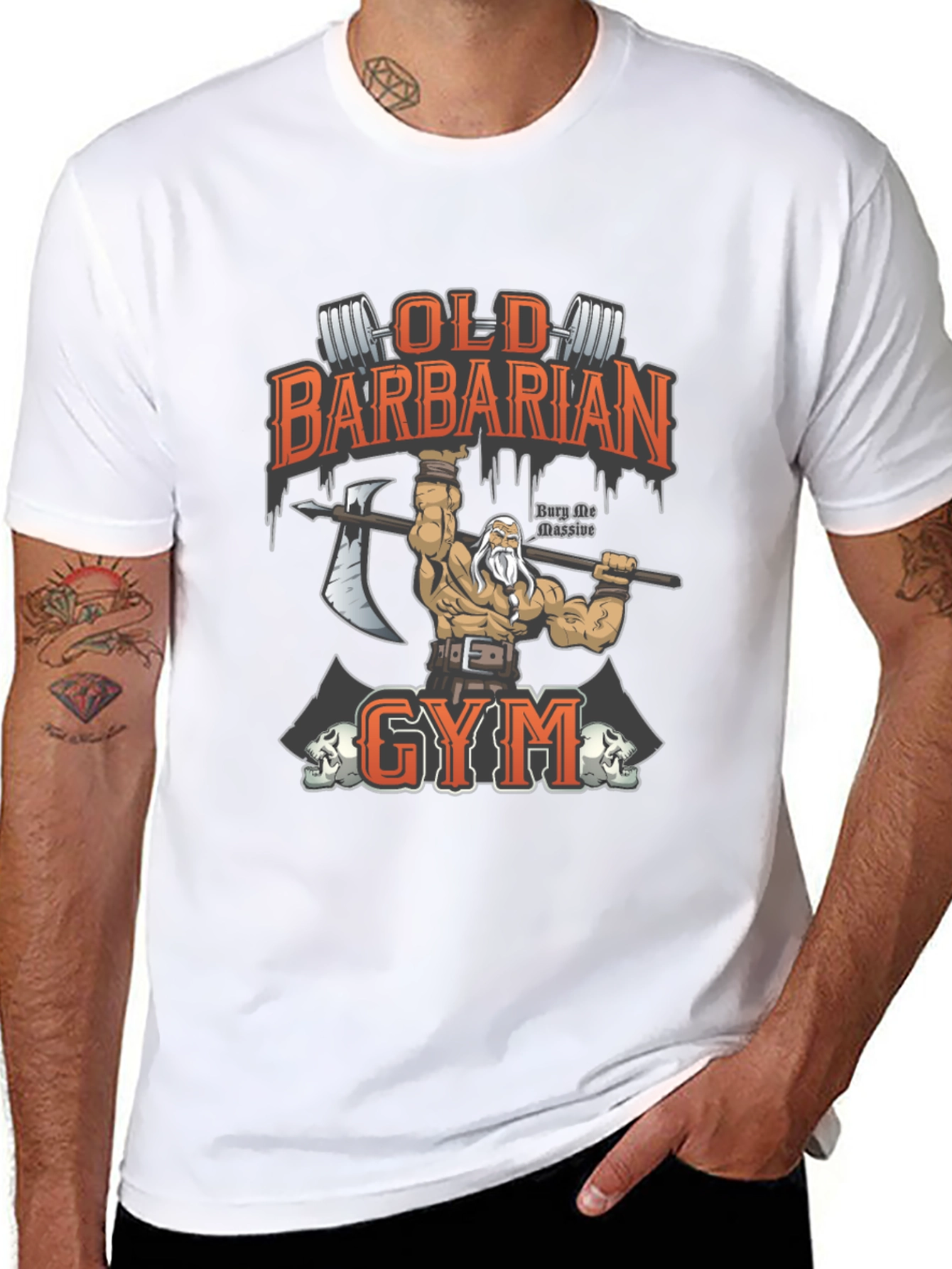 Black Old Barbarian Gym Black T-Shirt view 8