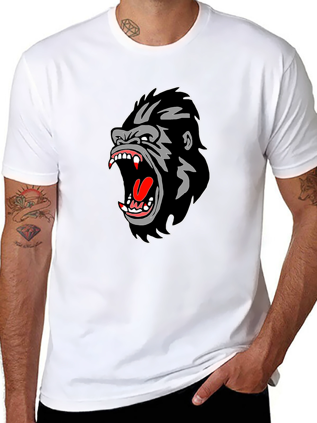 Black Gorilla Graphic Print Black T-Shirt view 8