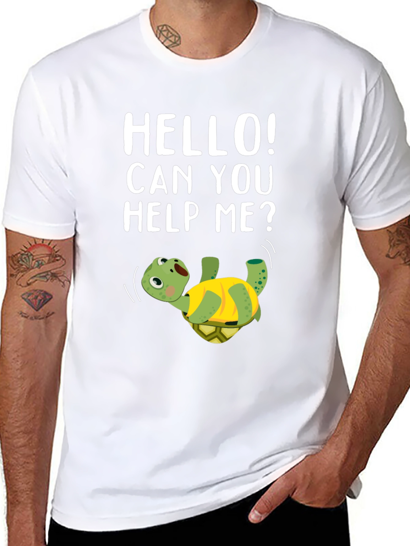 Black Help Me Turtle Graphic T-Shirt view 8