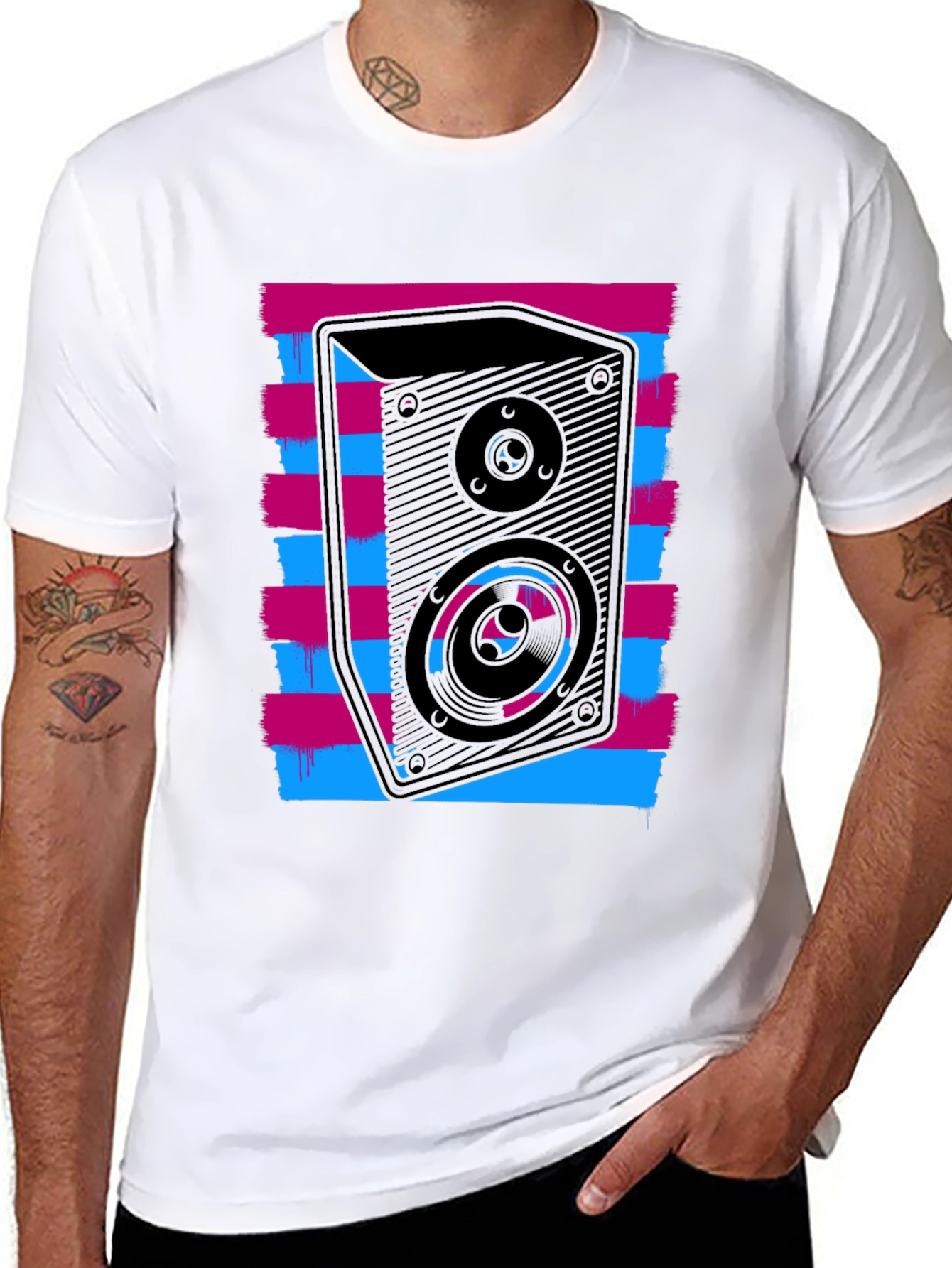 Black Retro Speaker Graphic T-Shirt - Bold Black Tee view 8