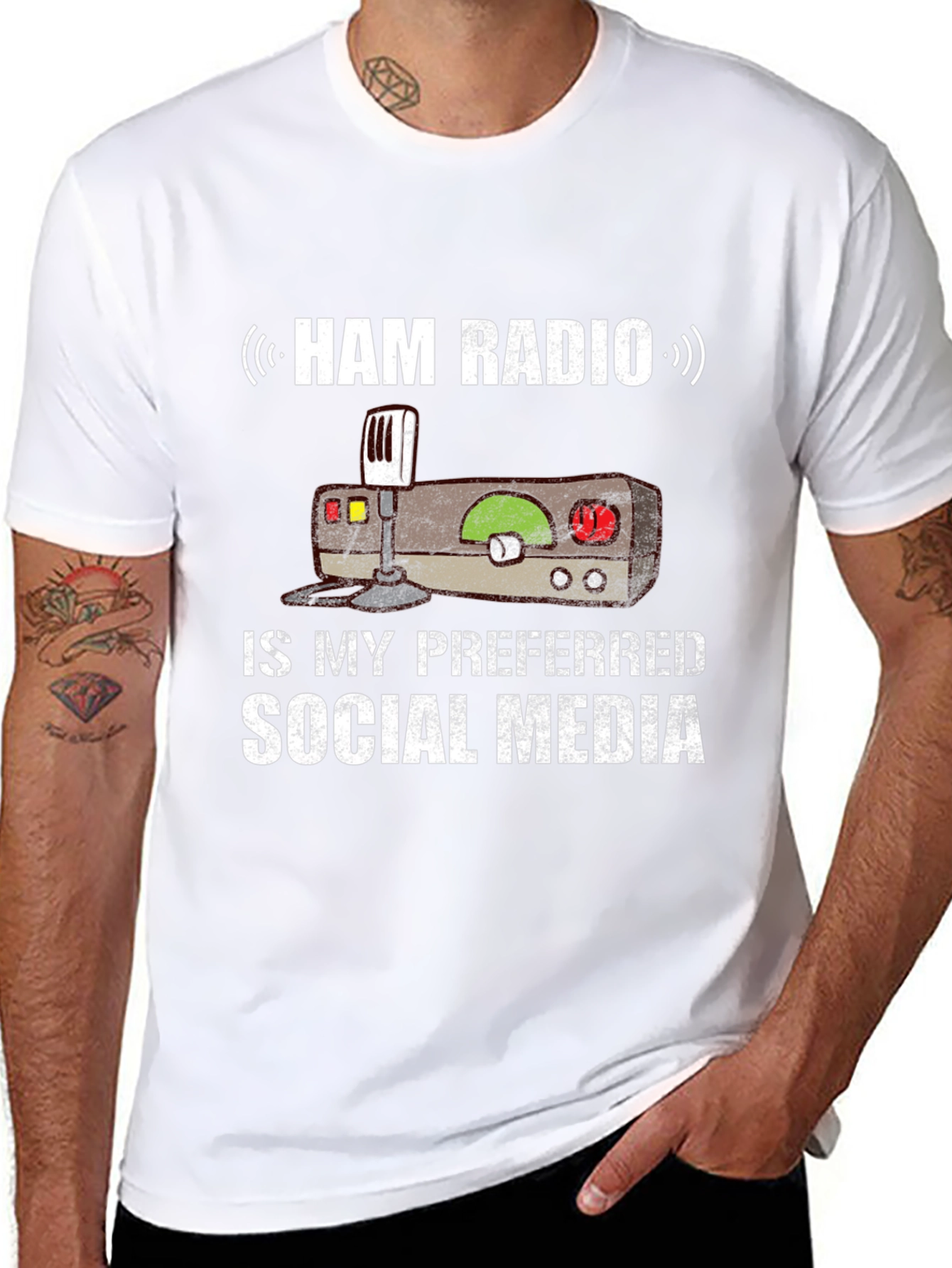 Black Ham Radio Social Media T-Shirt view 8