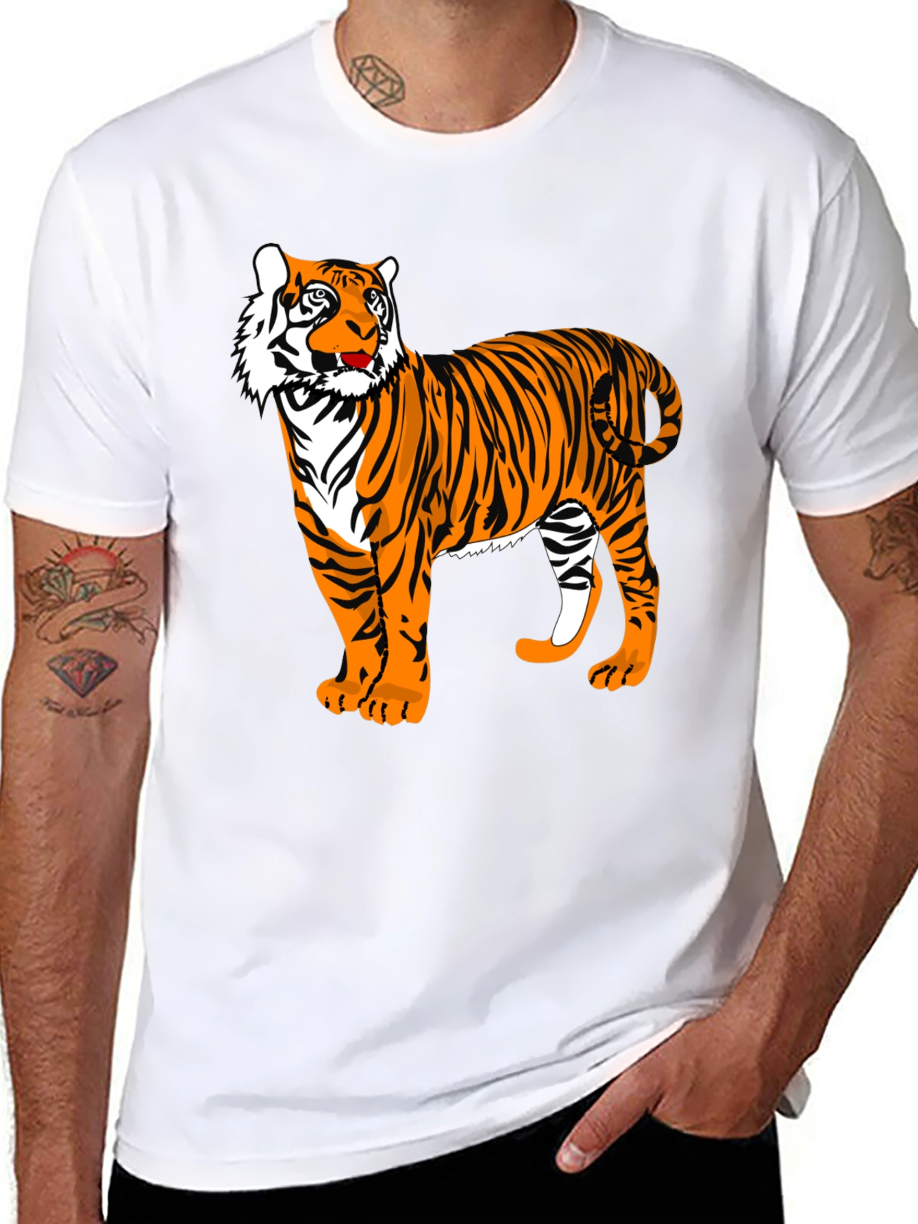 Black Tiger Graphic Black T-Shirt view 8