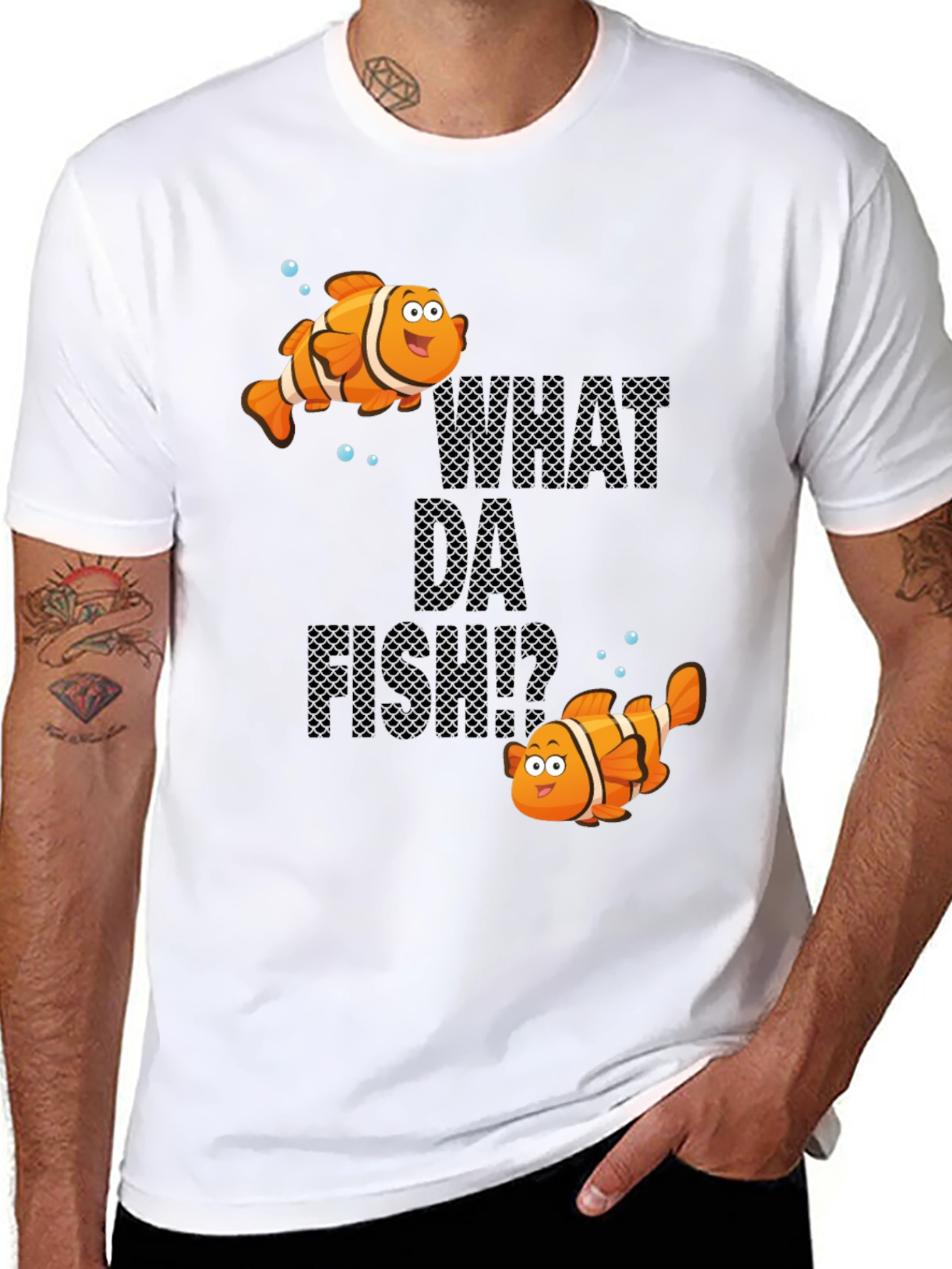 Black Funny What Da Fish T-Shirt view 8
