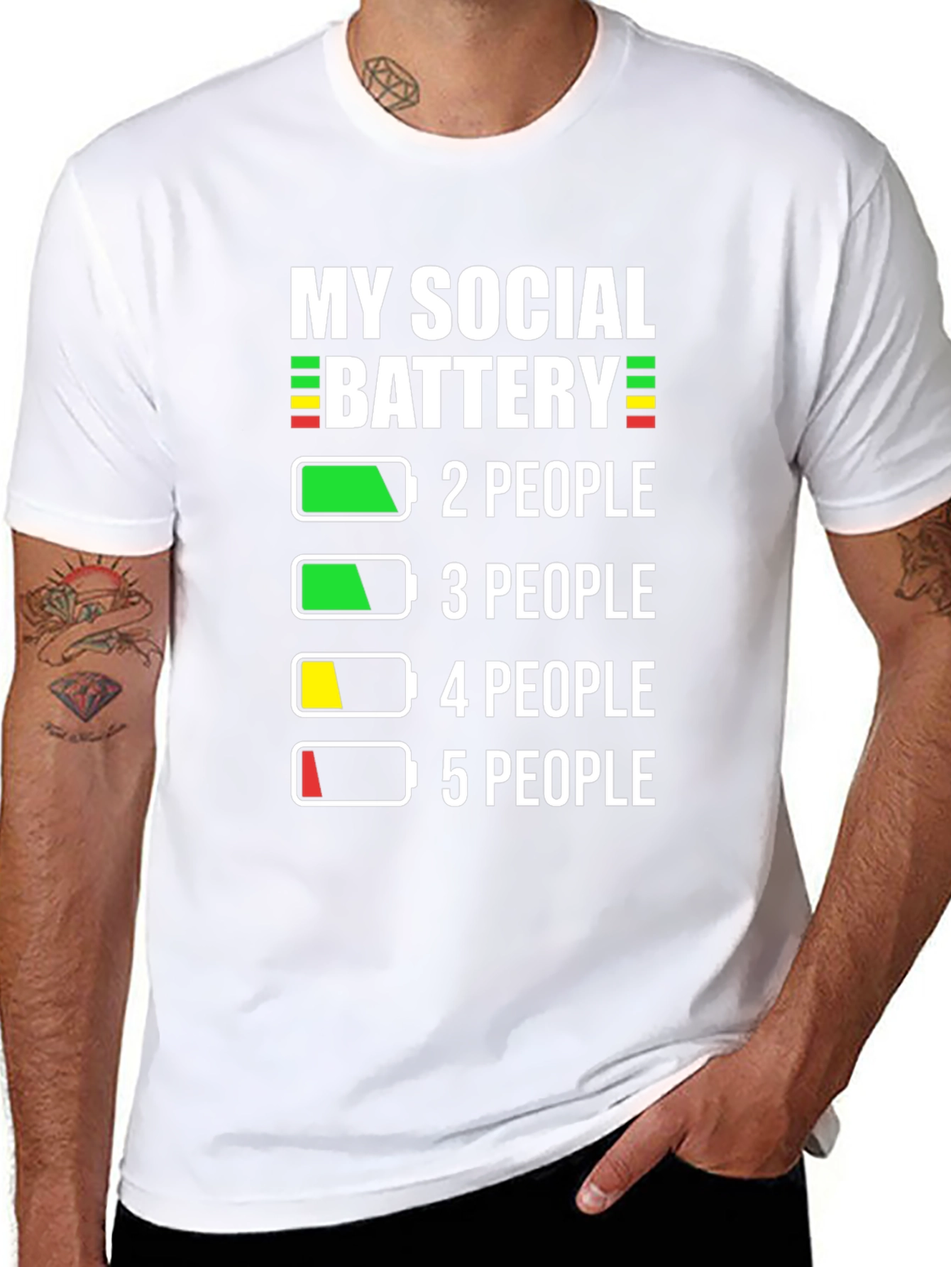 Black Social Battery Graphic T-Shirt view 8