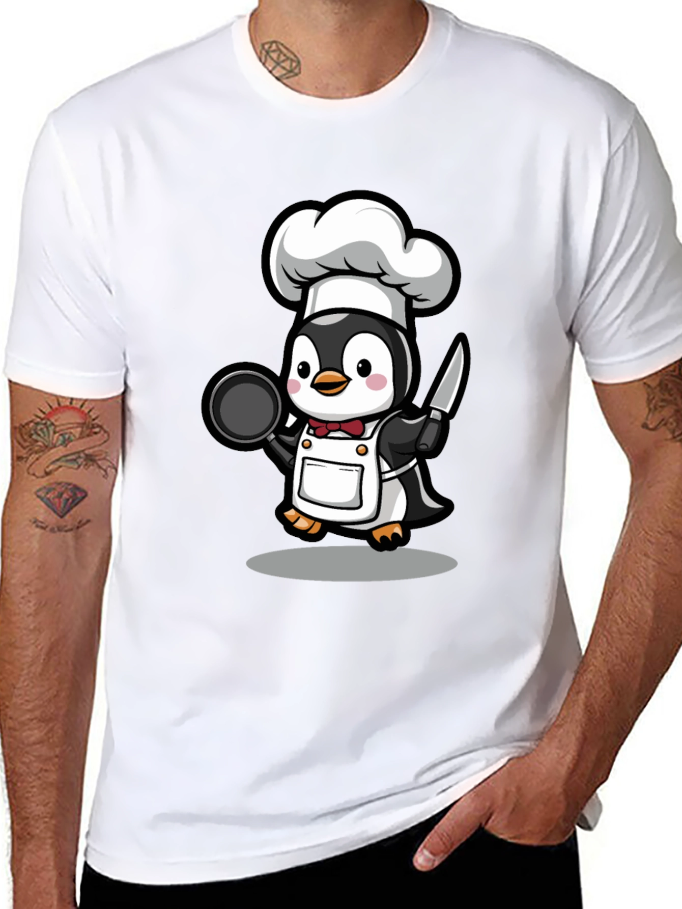 Black Chef Penguin Graphic T-Shirt view 8
