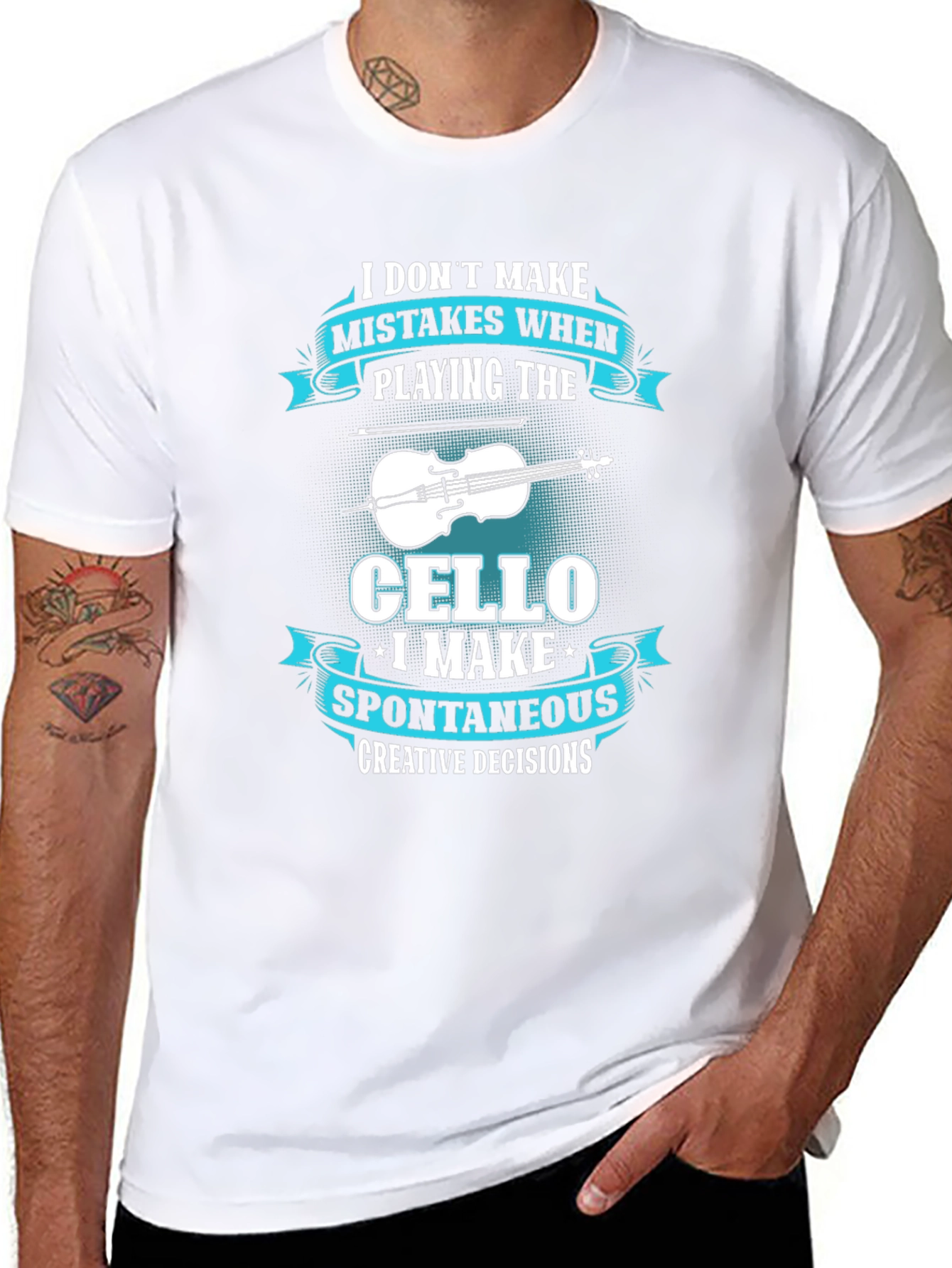 Black Cello Player T-Shirt: Spontaneous Creative Decisions view 8