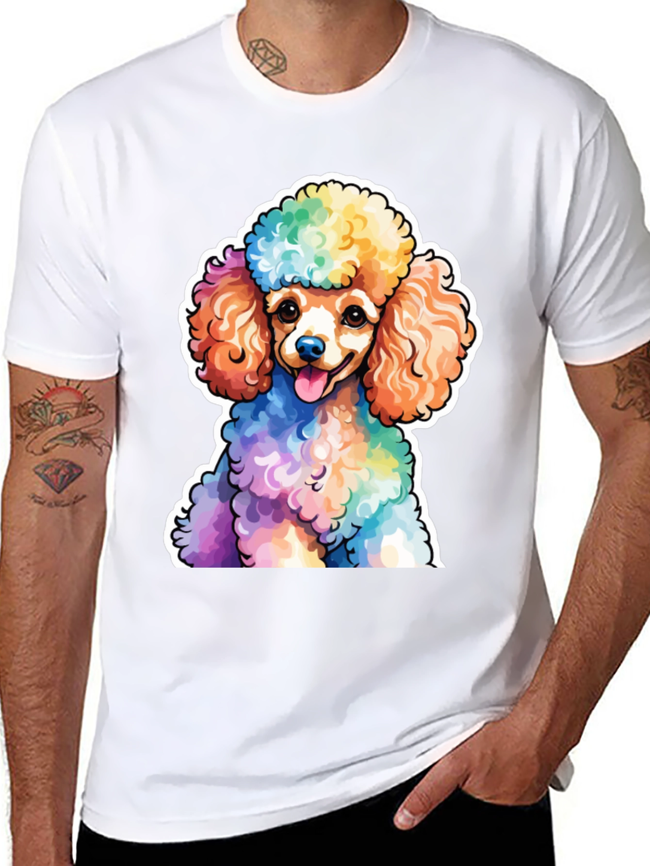 Black Rainbow Poodle Graphic Tee - Fun, Stylish & Unique view 8