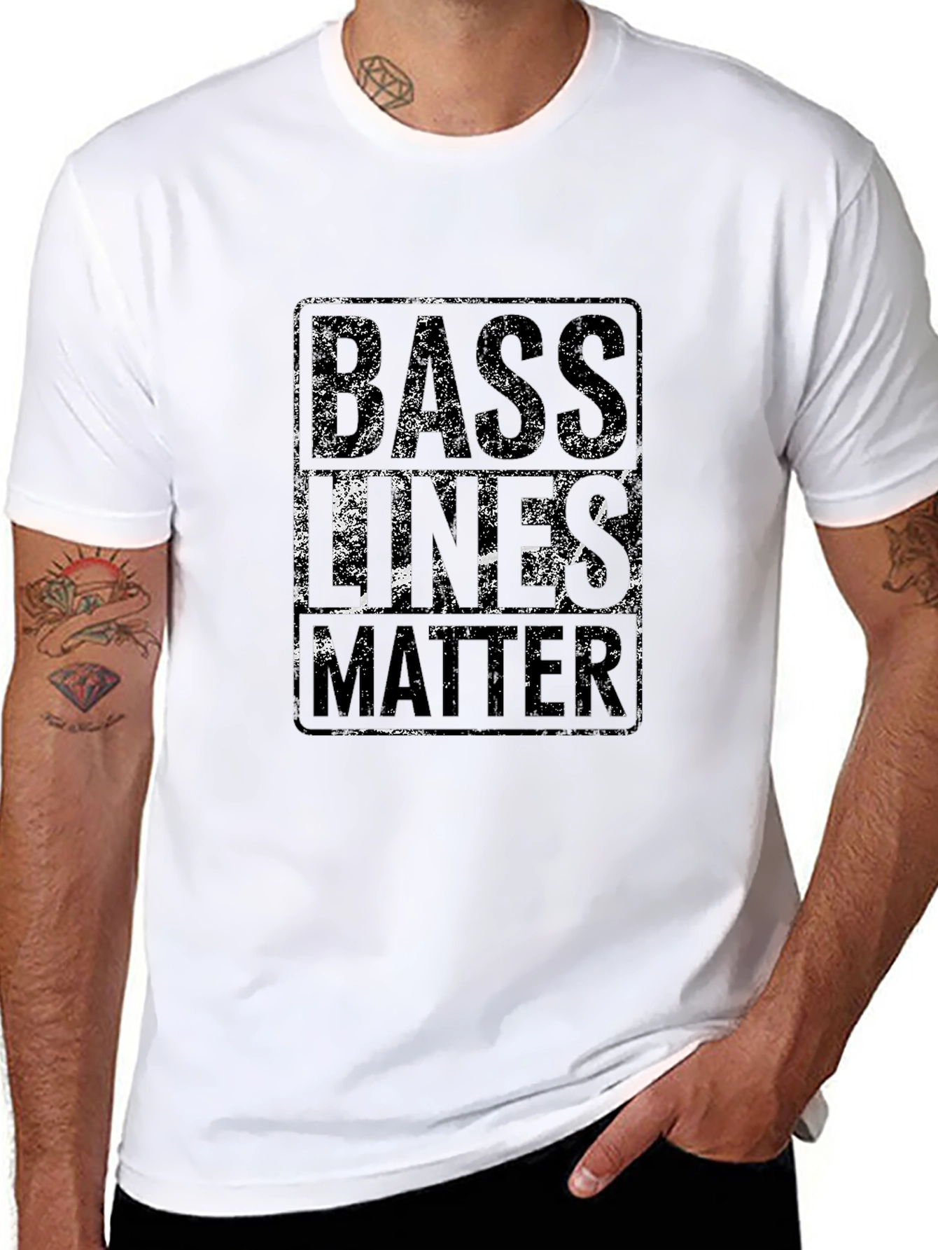 Black Bass Lines Matter Black Graphic Tee Shirt view 8