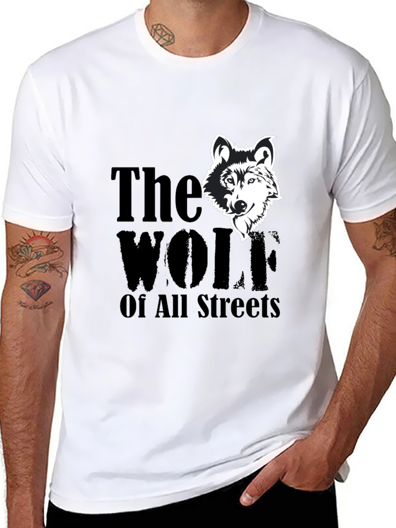 Black The Wolf Of All Streets Graphic Tee view 8