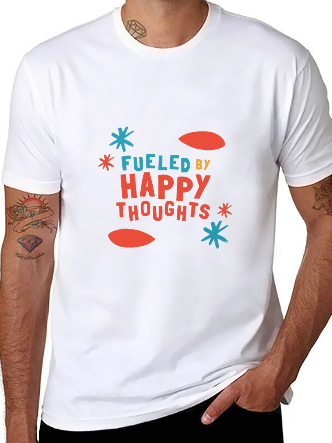 Black Fueled by Happy Thoughts Graphic Tee view 8