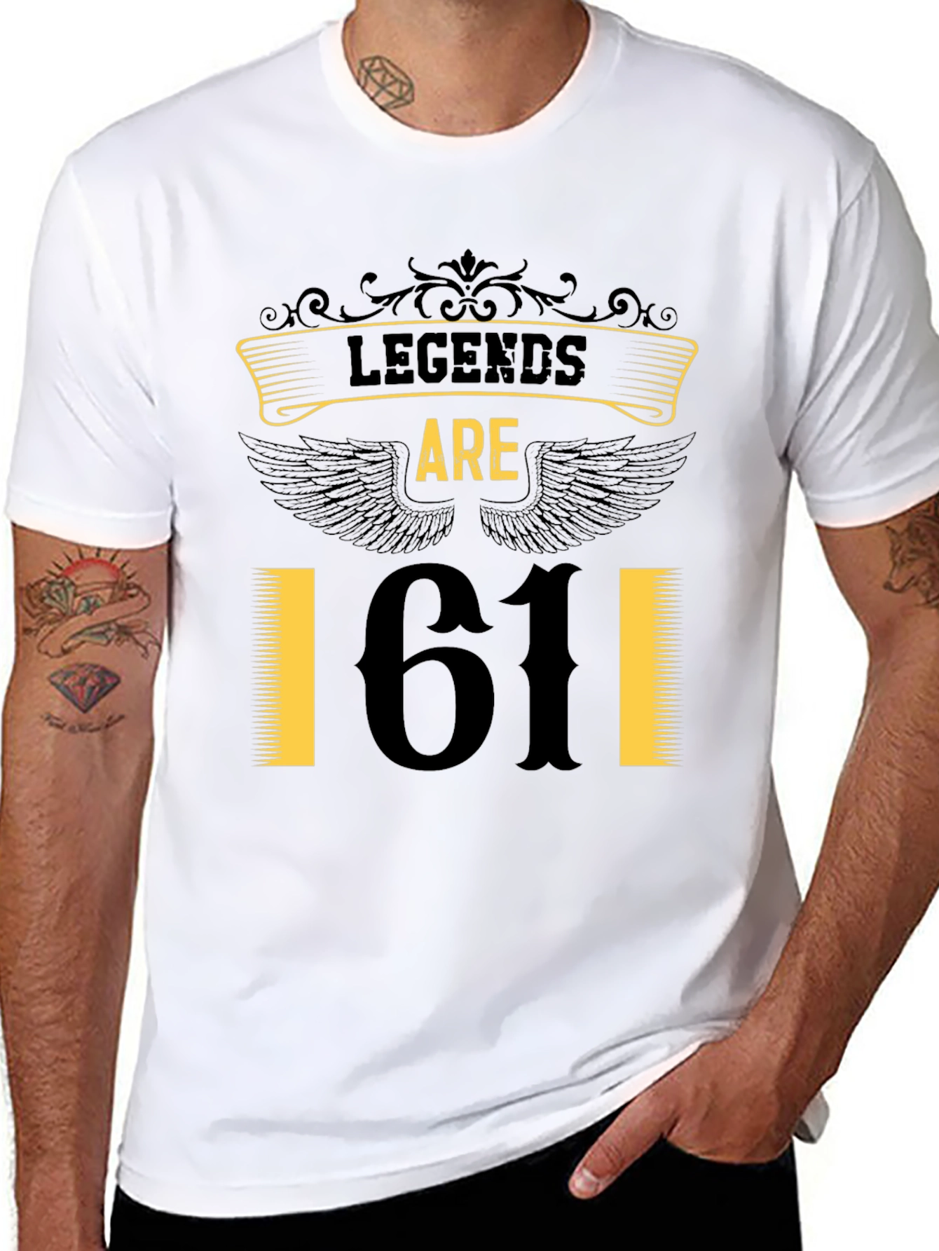 Black Legends Are 61 T-Shirt - Birthday Gift Idea view 8